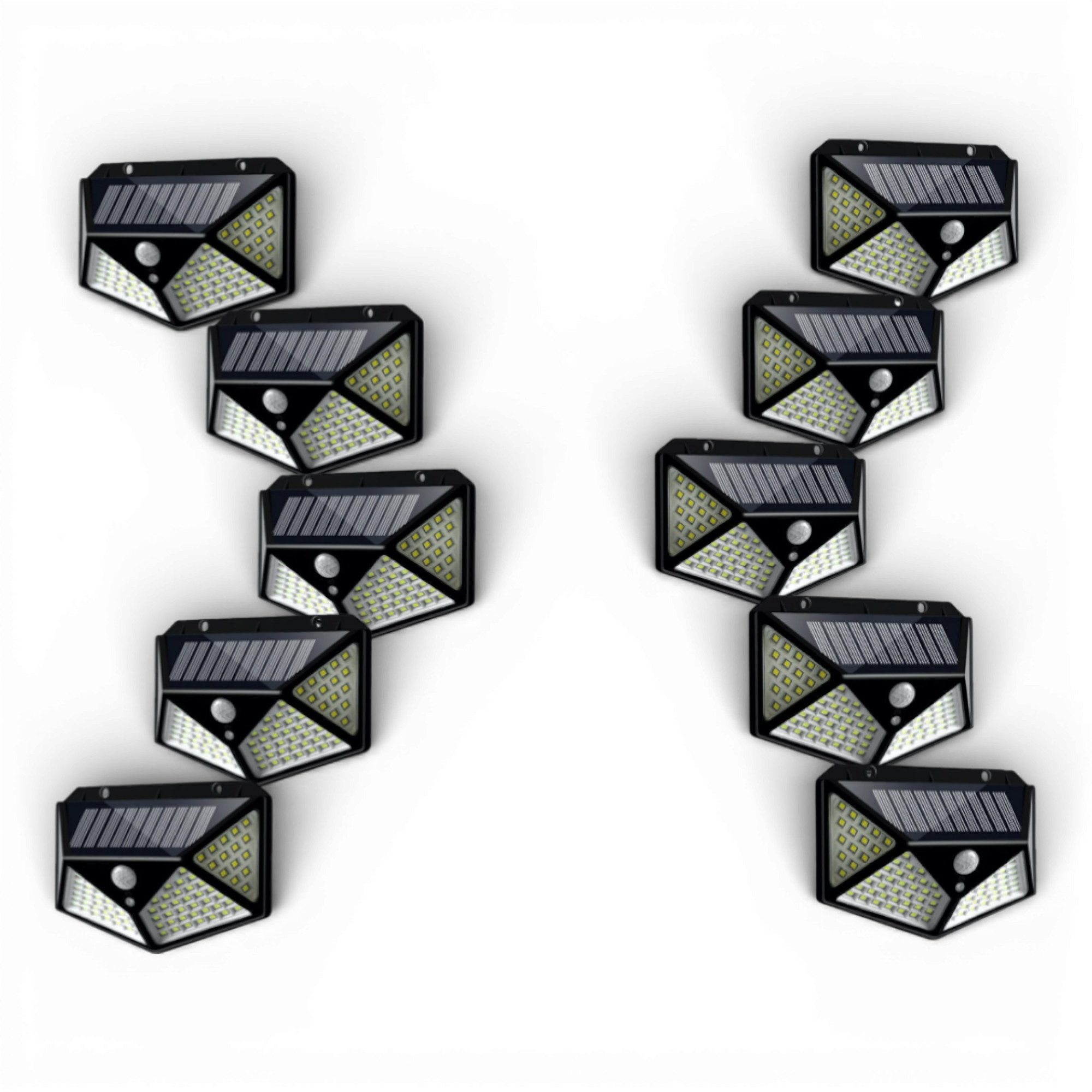 Set 10x Lampa 100 LED cu panou solar, senzor de miscare