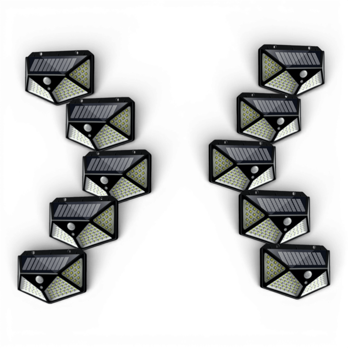 Set 10x Lampa 100 LED cu panou solar, senzor de miscare