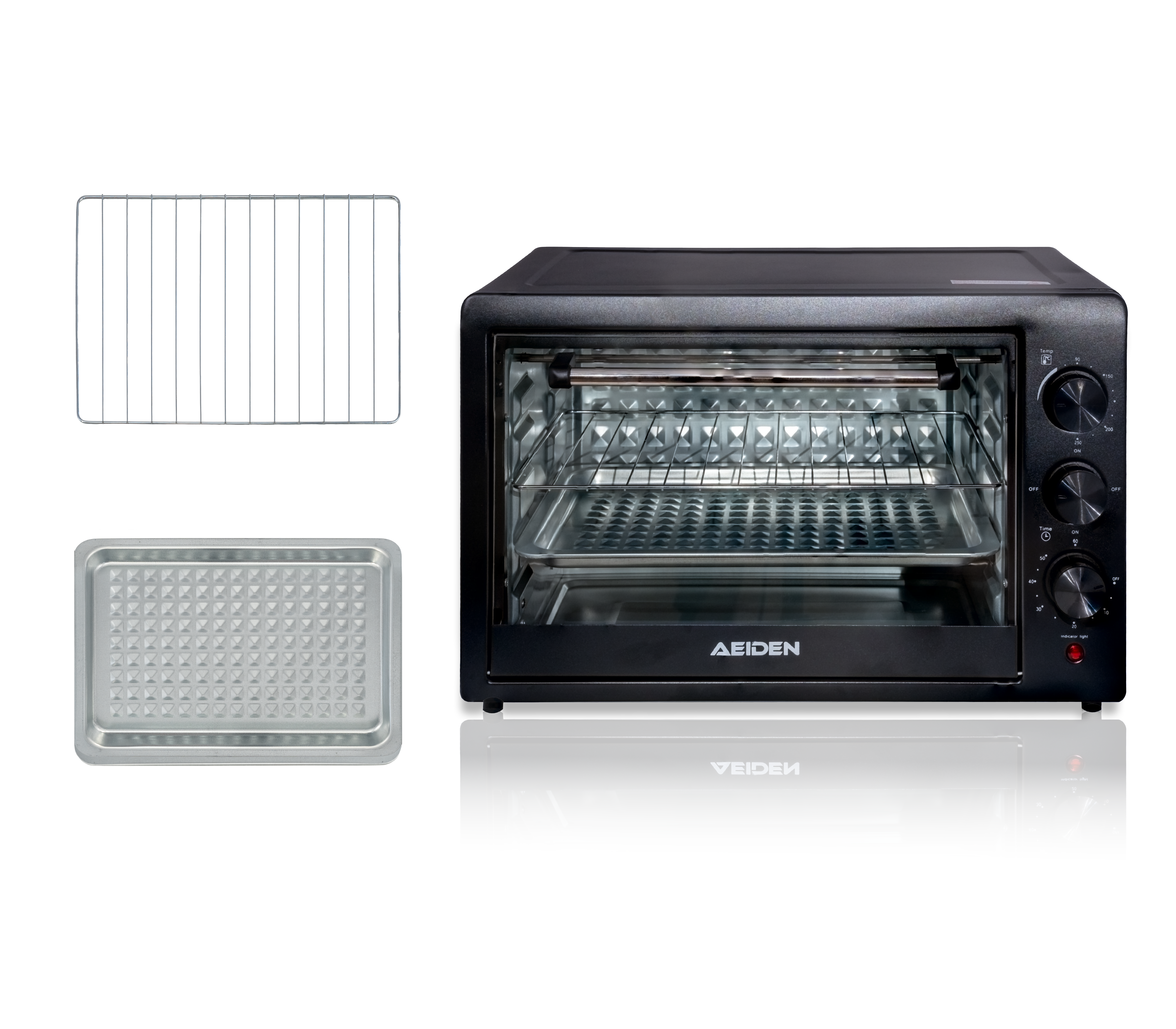 Cuptor Electric de Bucătărie AEIDEN 2600W, 48L, Tavă de copt, Grătar și Funcție Rotisor