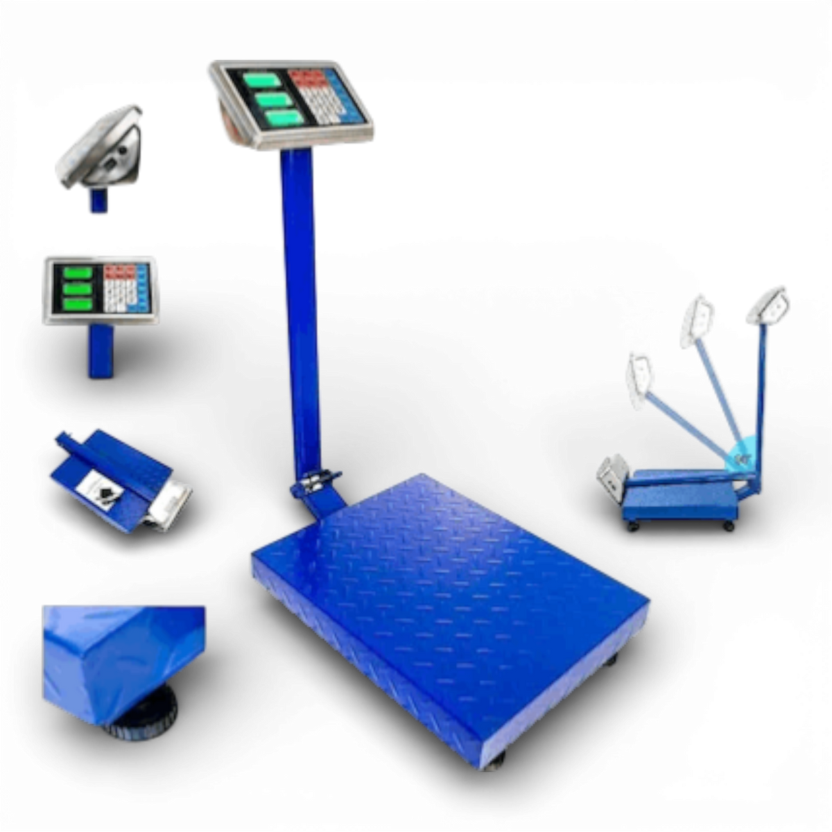 Cantar Electronic 350kg cu acumulator si platforma metalica din tabla striata, brat rabatabil