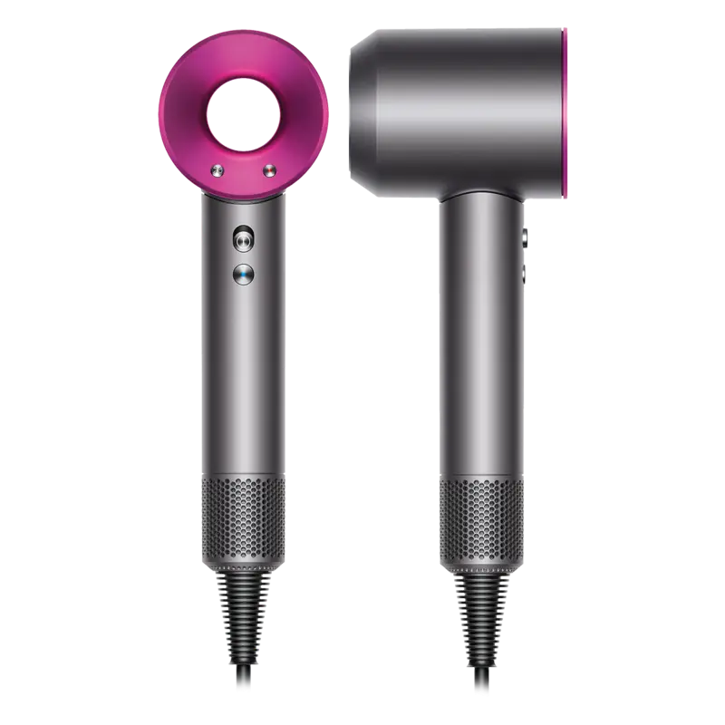Uscator de par ultra puternic, ioni negativi, aer rece/cald, 1600W, 3 trepte de viteza, 4 trepte de temperatura, 5 capete diferite, Roz