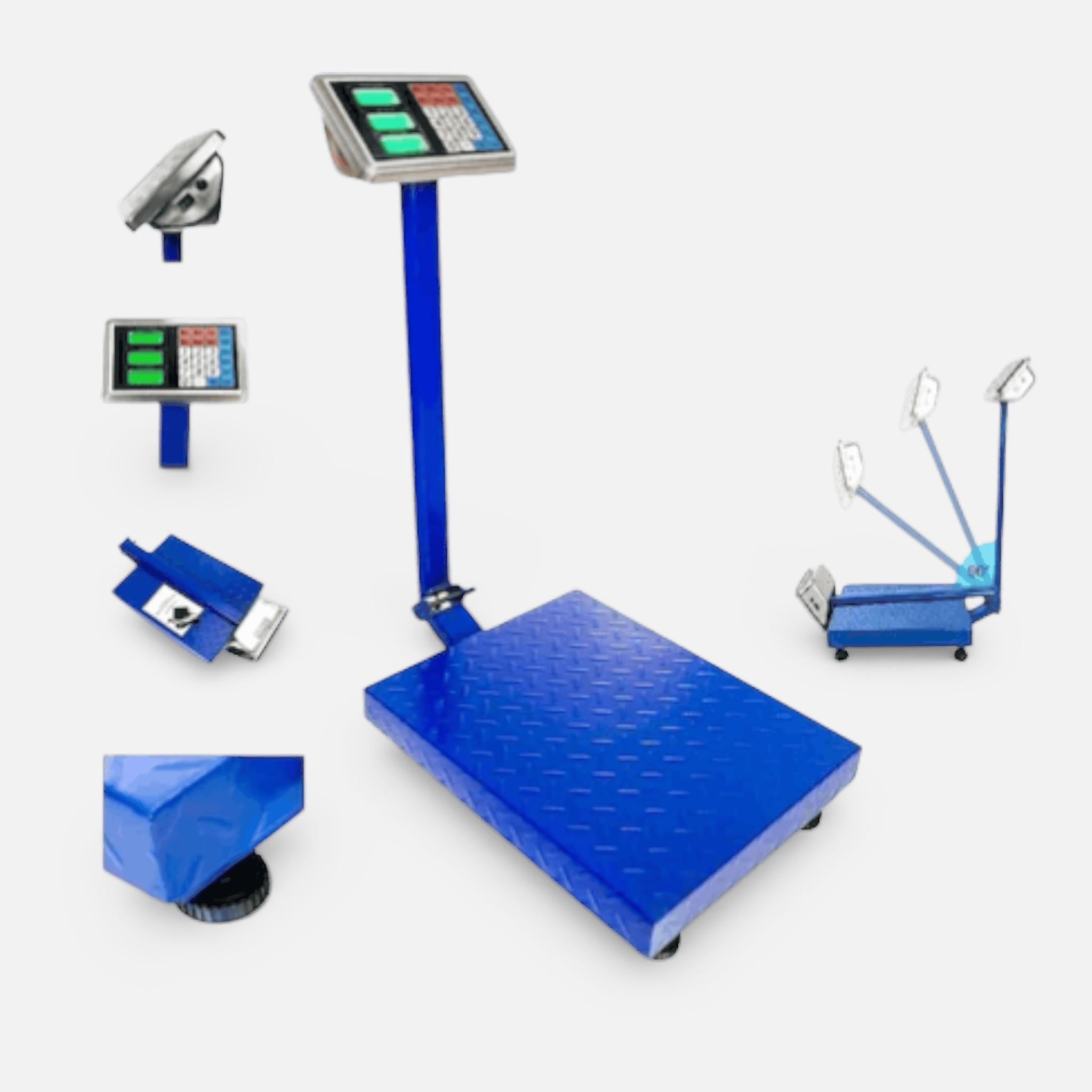 Cantar Electronic 500kg cu acumulator si platforma metalica din tabla striata, brat rabatabil