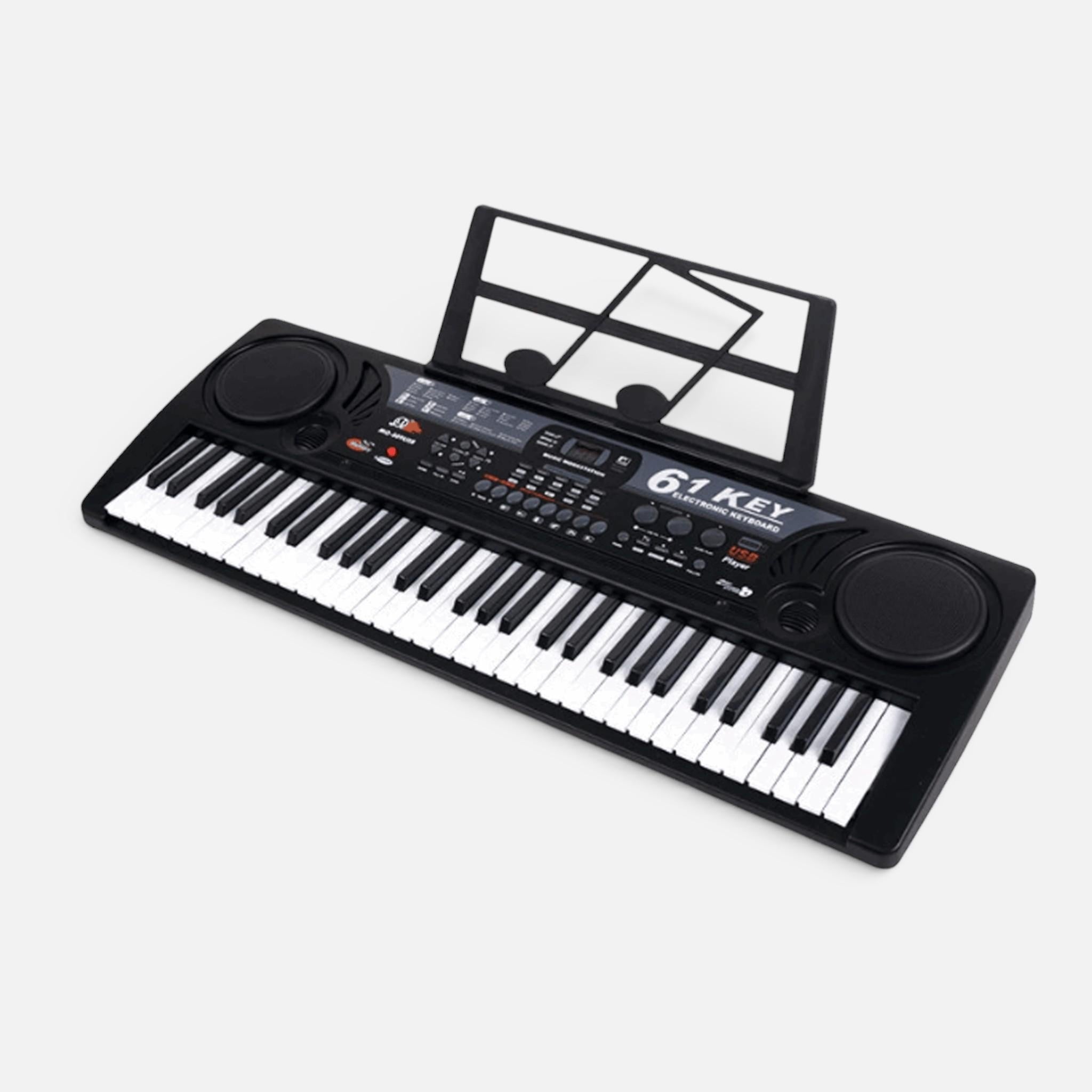 Orga Electronica MQ-809USB, 61 clape, 16 tonuri, 10 ritmuri, 6 melodii demonstrative, Afisaj digital, Boxe integrate, USB, MP3, Cadou Microfon