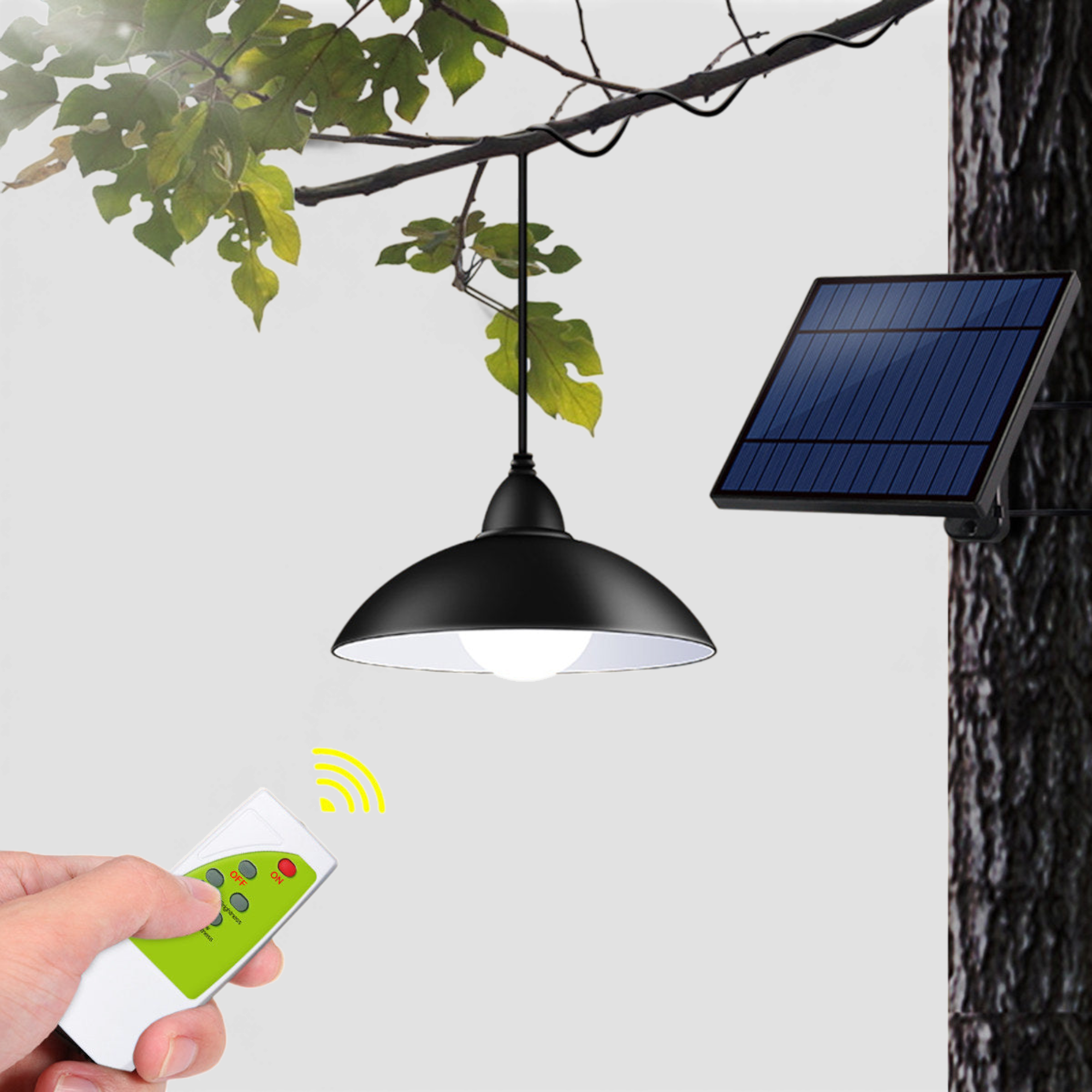 Set panou solar cu 2 becuri LED cu aplica, telecomanda, 50W