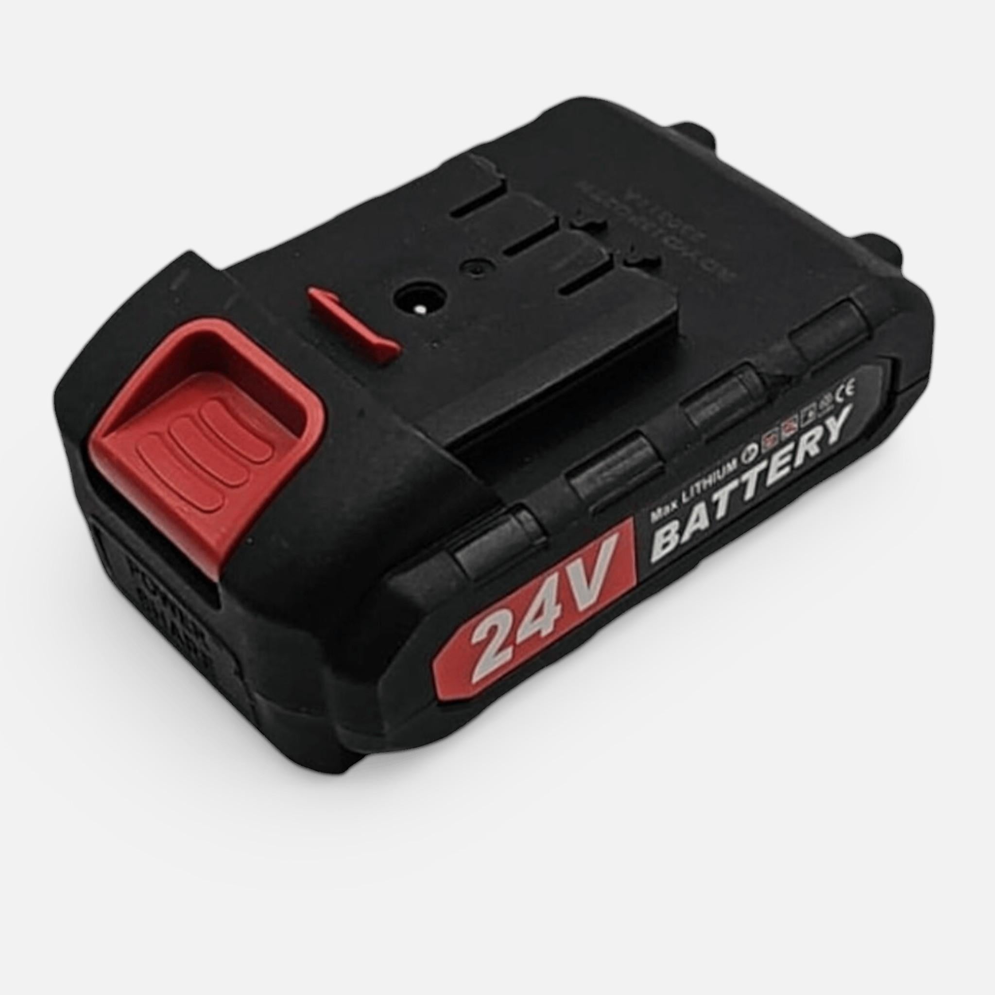 Acumulator 24V Li-Ion cu 2 pini și mufă verticală – compatibil foarfecă electrică, drujbă, bormașină și alte scule electrice