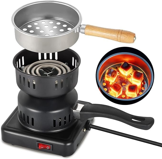 Aprinzator electric AEIDEN ® pentru carbuni narghilea, tip ibric, putere 1000 W, Negru