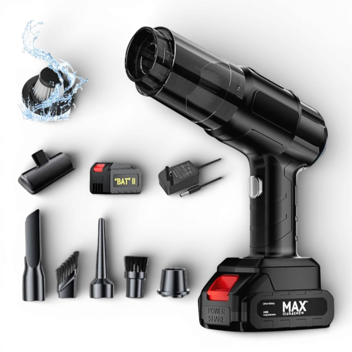 Aspirator si Suflanta de Aer Portabila 4-in-1 pentru masina, casa, birou si animale de companie, cu baterie detasabila si reincarcabila