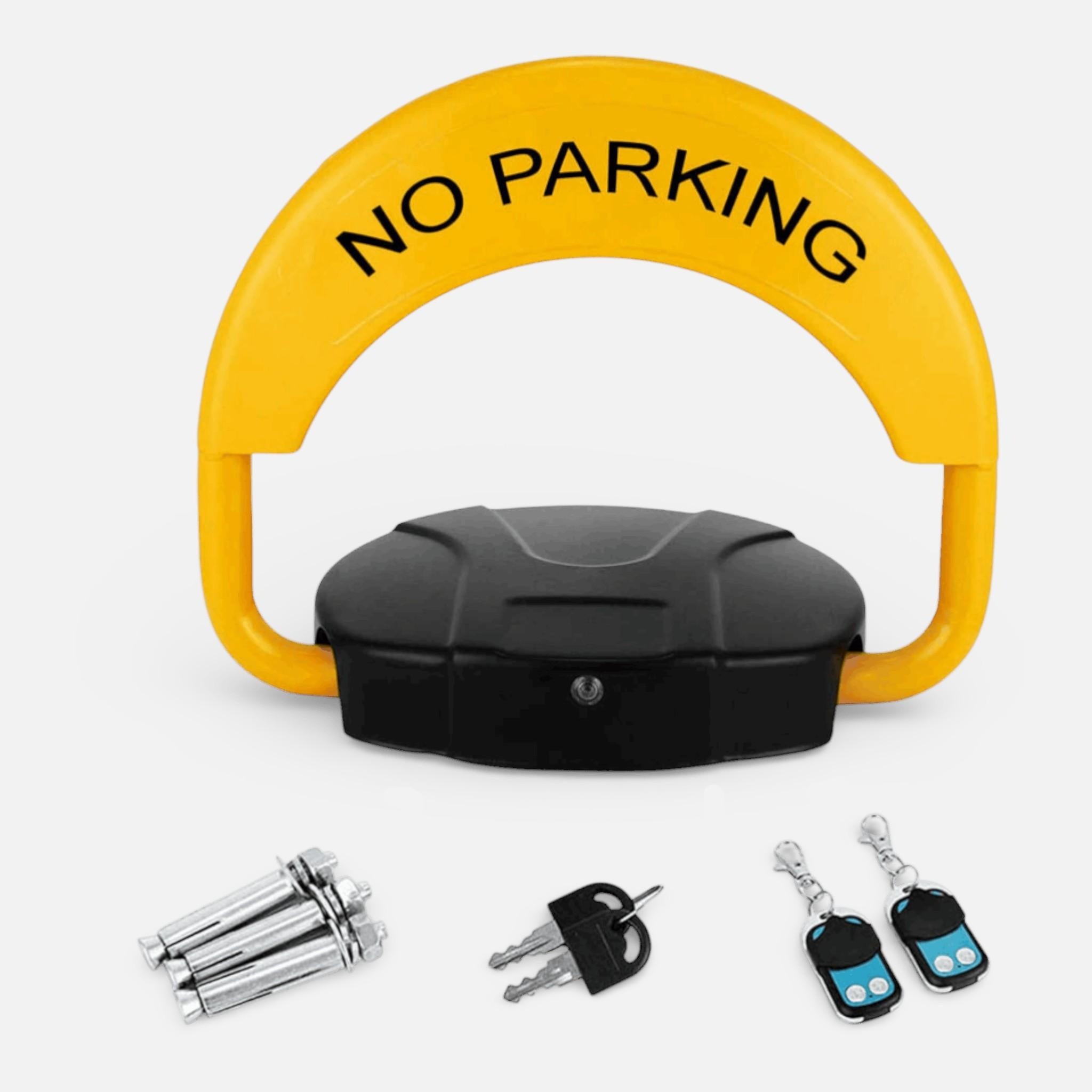 Blocator loc parcare automat AEIDEN ® cu 2 telecomenzi / 2 chei si alarma, suporta 4 tone, actionare automata, sistem antifurt, Galben/Negru