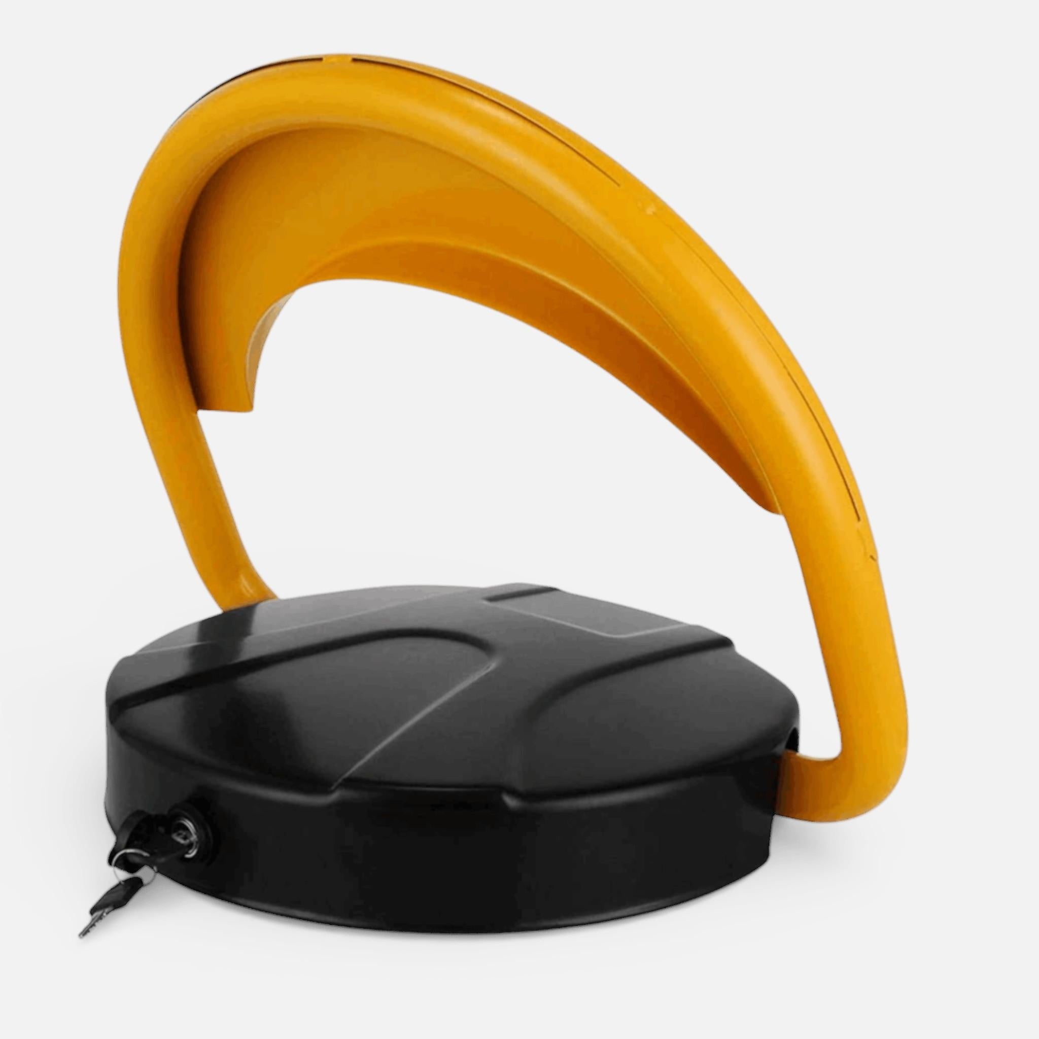 Blocator loc parcare automat AEIDEN ® cu 2 telecomenzi / 2 chei si alarma, suporta 4 tone, actionare automata, sistem antifurt, Galben/Negru