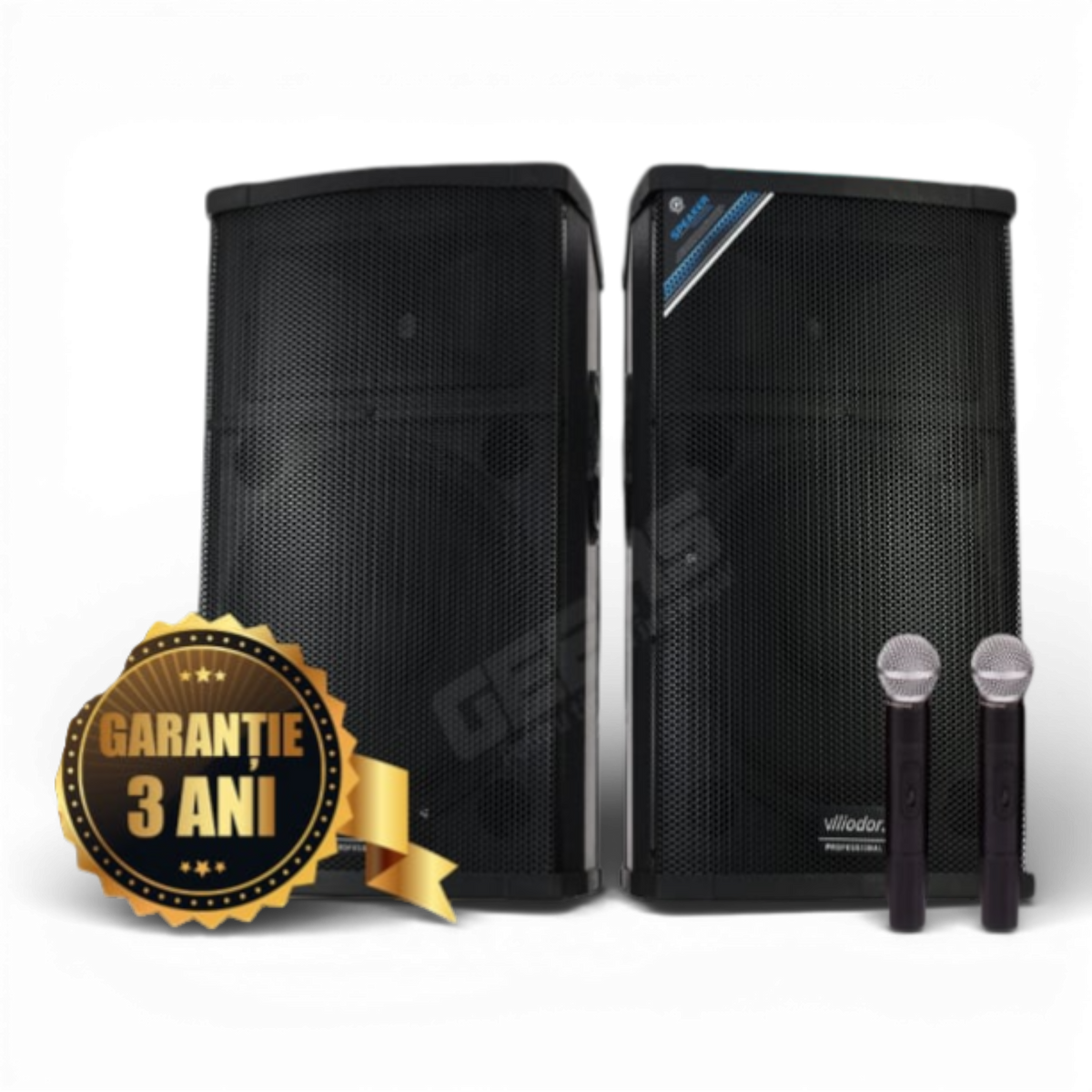 Set Boxe Active Profesionale 2005 900W, Subwoofer 15 inch, Bluetooth, USB, Radio FM, Stație Încorporată