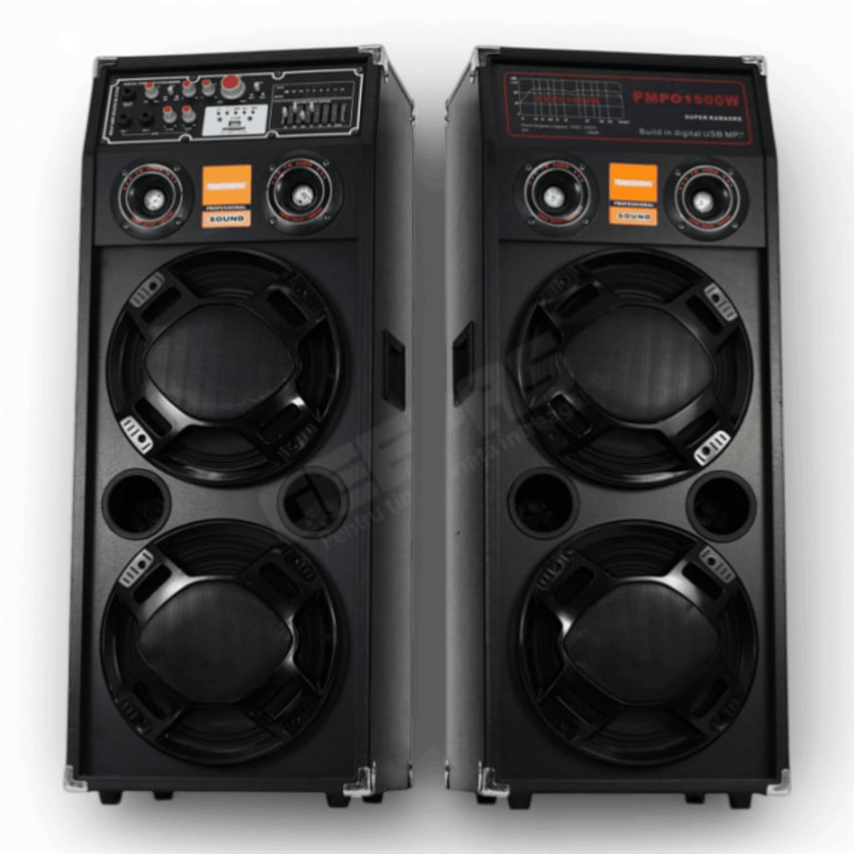 Set Boxe Audio Profesionale 2304, Egalizator pe 7 Benzi, Sistem Karaoke, Putere 700 W, Lumini RGB, Conectivitate Bluetooth, Port USB, Slot SD Card, AUX In, FM Radio, Cadou Microfon si Telecomanda