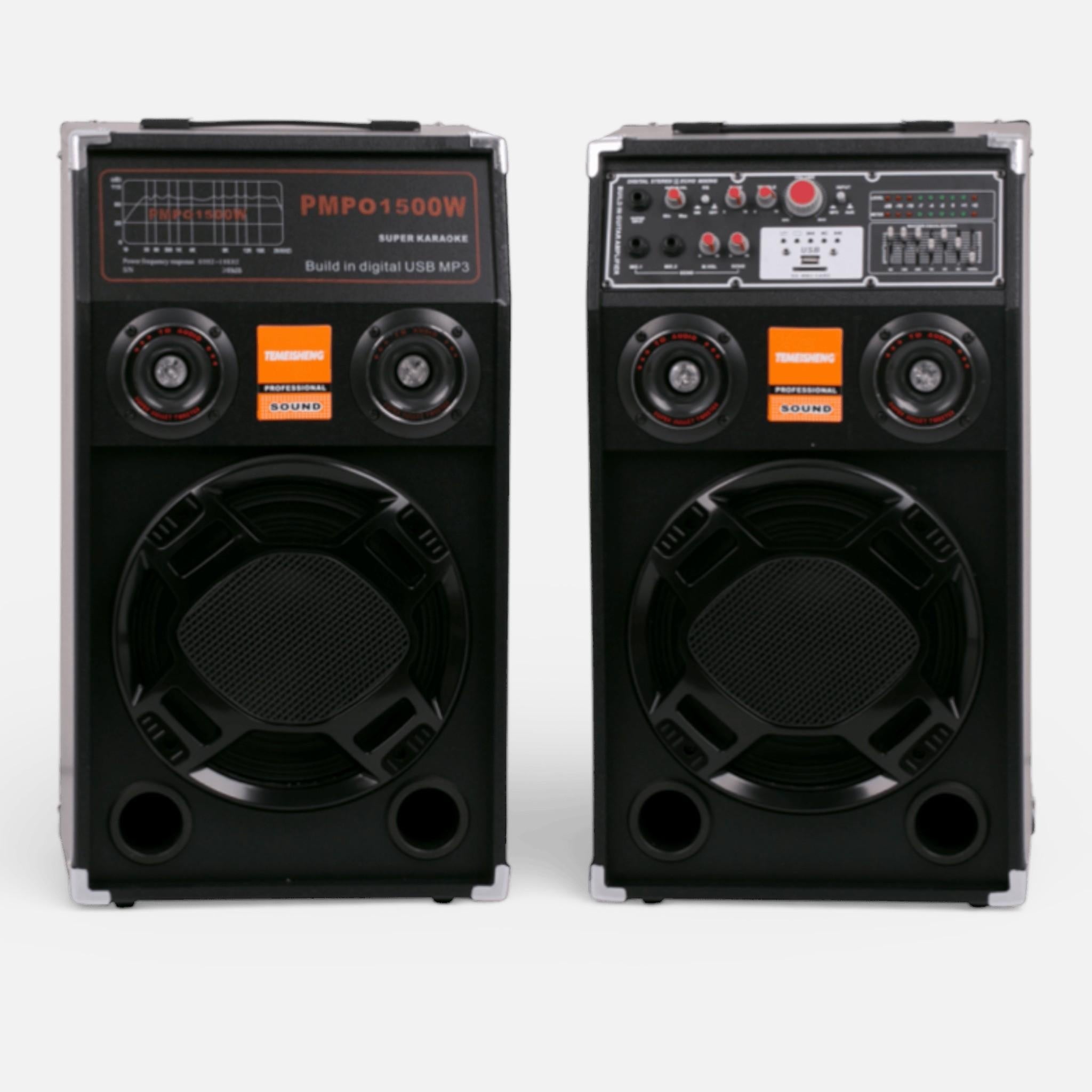 Set Boxe Active Profesionale 284 500W, 20 INCH, Difuzor 25CM, Joc Lumini, Karaoke, Bass Foarte Puternic, Conexiune Bluetooth, USB, RadioFM, CADOU Microfon Profesional si Telecomanda