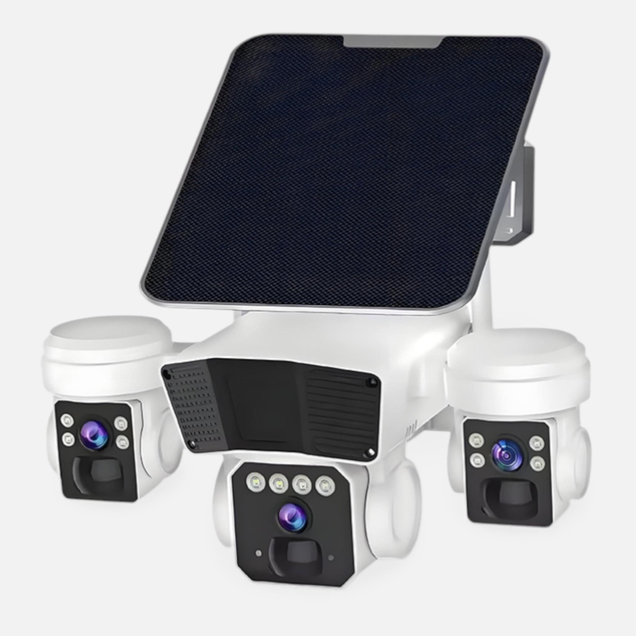 Camera de Supraveghere Solară 4G 12MP Crocodil – Multi-lentile, Panou 20W, IP66, Urmărire Persoane, Cloud/SD