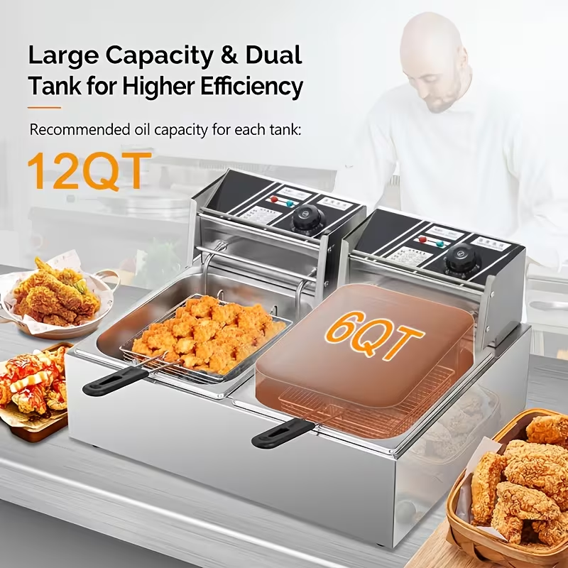 Friteuza Electrica Capacitate - 12 litri din Inox - Putere 5000W - Uz Profesional sau Personal