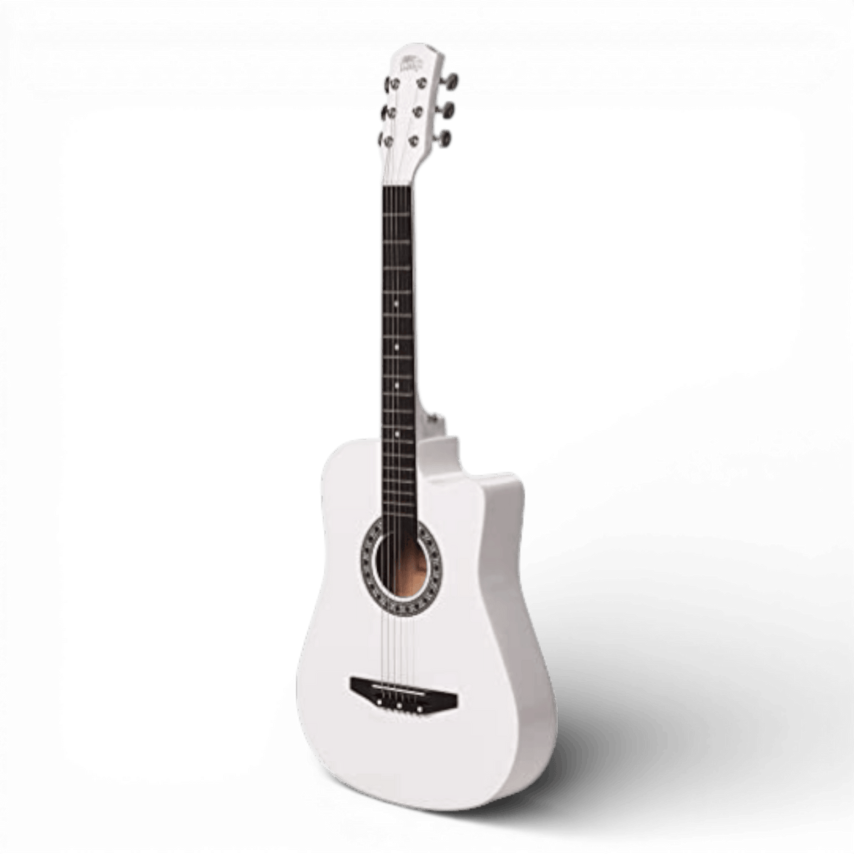 Chitara Acustica Alba 4/4 38" ( 95 x 35 cm ), pentru Incepatori si Adulti, Recomandata peste 8-10 Ani, 6 Corzi Metalice, 20 De Taste