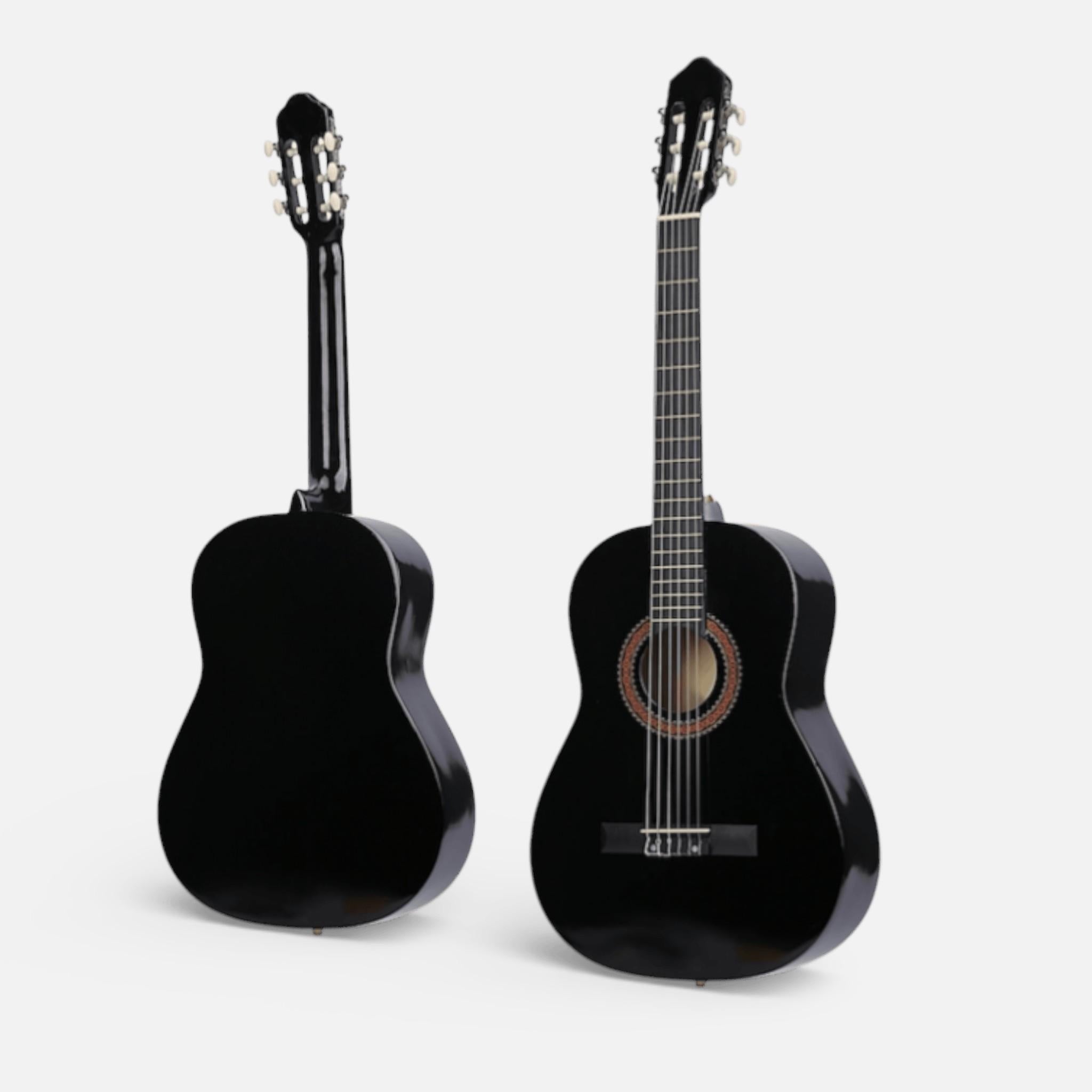 Chitara Clasica Negru 4/4 38" ( 95 X 35 CM ), pentru Incepatori si Adulti, Recomandata peste 8-10 ani, 6 Corzi Metalice, 20 De Taste