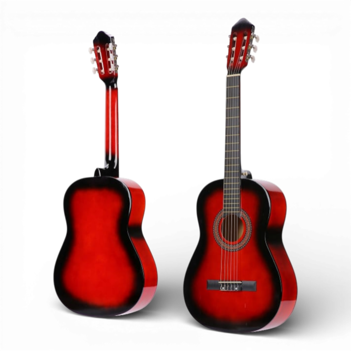 Chitara Clasica Rosu 4/4 38" ( 95 X 35 CM ), pentru Incepatori si Adulti, Recomandata peste 8-10 ani, 6 Corzi Metalice, 20 De Taste