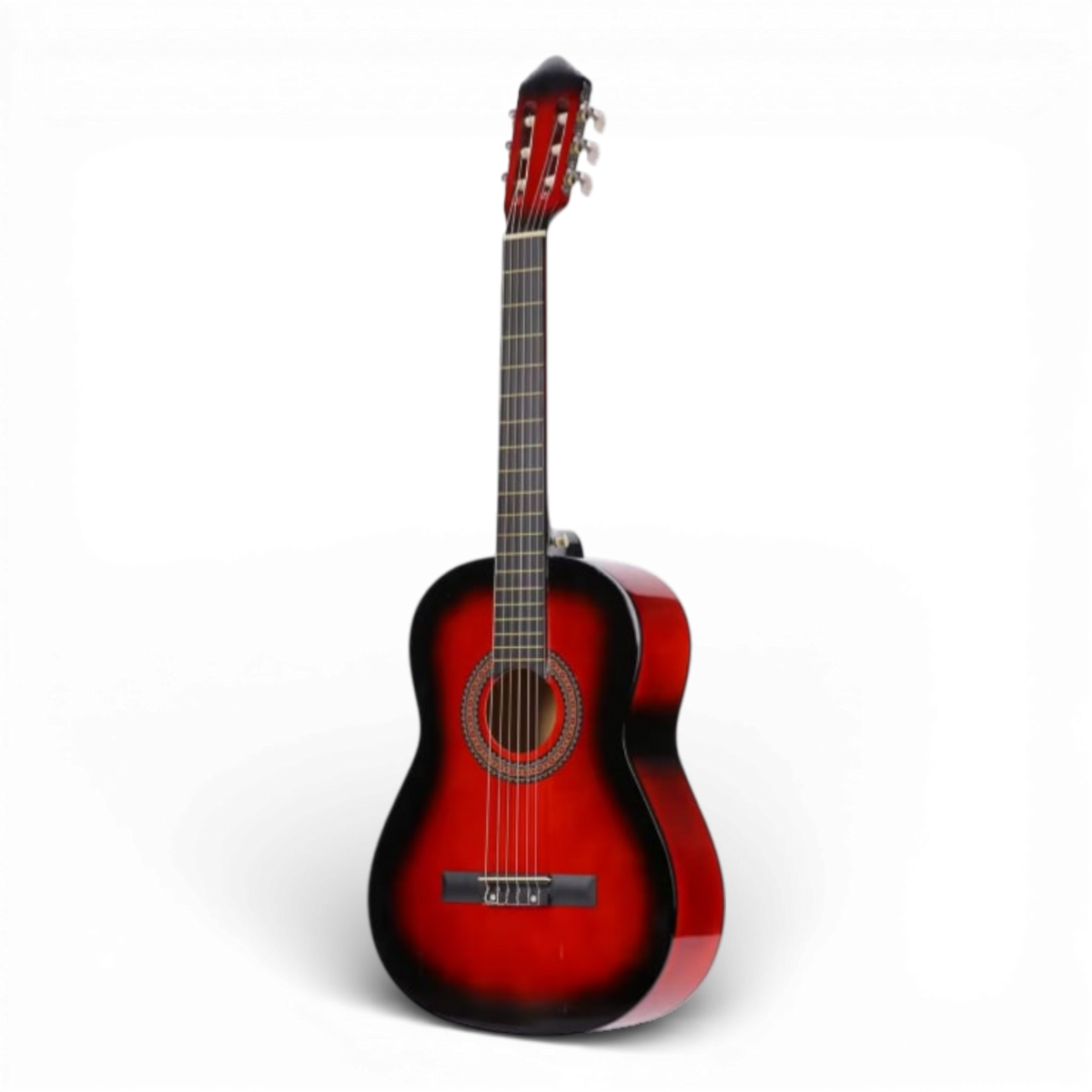 Chitara Clasica Rosu 4/4 38" ( 95 X 35 CM ), pentru Incepatori si Adulti, Recomandata peste 8-10 ani, 6 Corzi Metalice, 20 De Taste