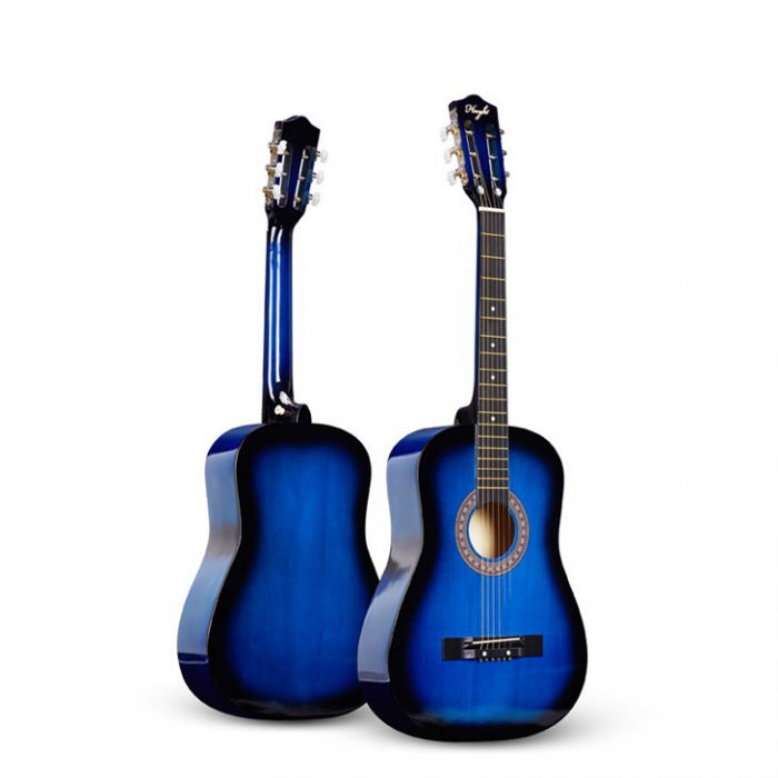 Chitara Clasica Albastru 4/4 38" ( 95 X 35 CM ), pentru Incepatori si Adulti, Recomandata peste 8-10 ani, 6 Corzi Metalice, 20 De Taste