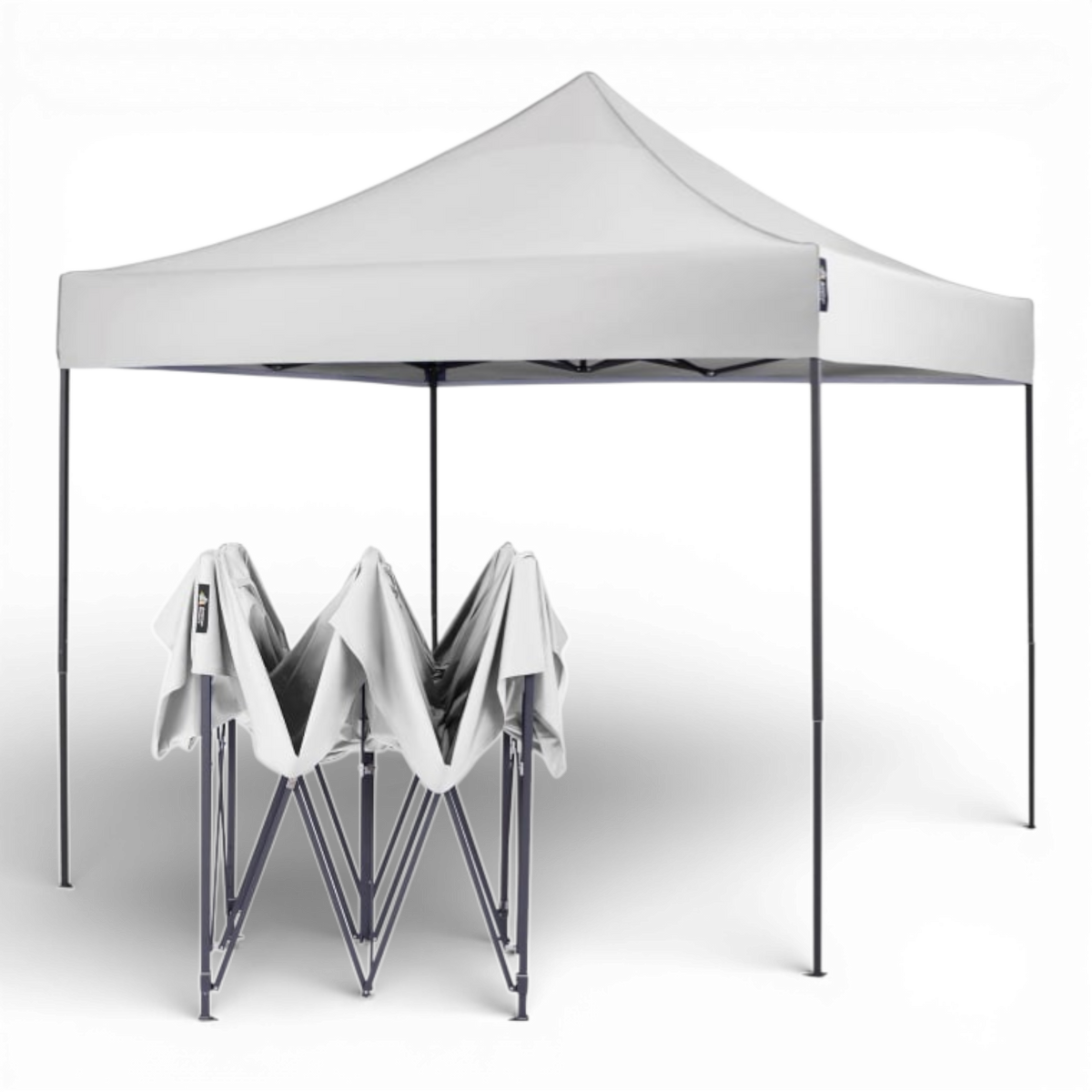 Cort Pavilion 3x3m Alb Pliabil Cadru Metal pentru Curte, Gradina, Evenimente