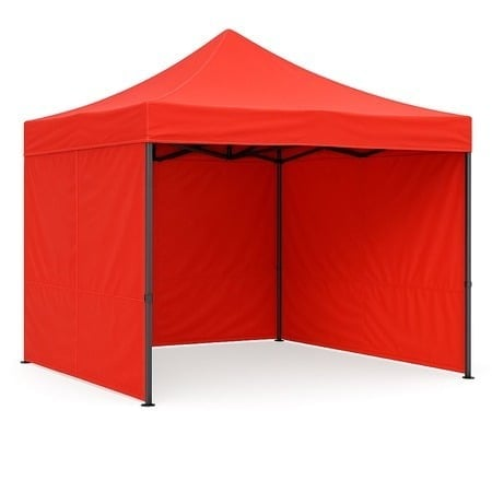 Cort Pavilion 3x3m Complet cu 3 Pereti Laterali si Acoperis, Cadru Pliabil pentru Curte, Gradina sau Evenimente, Rosu