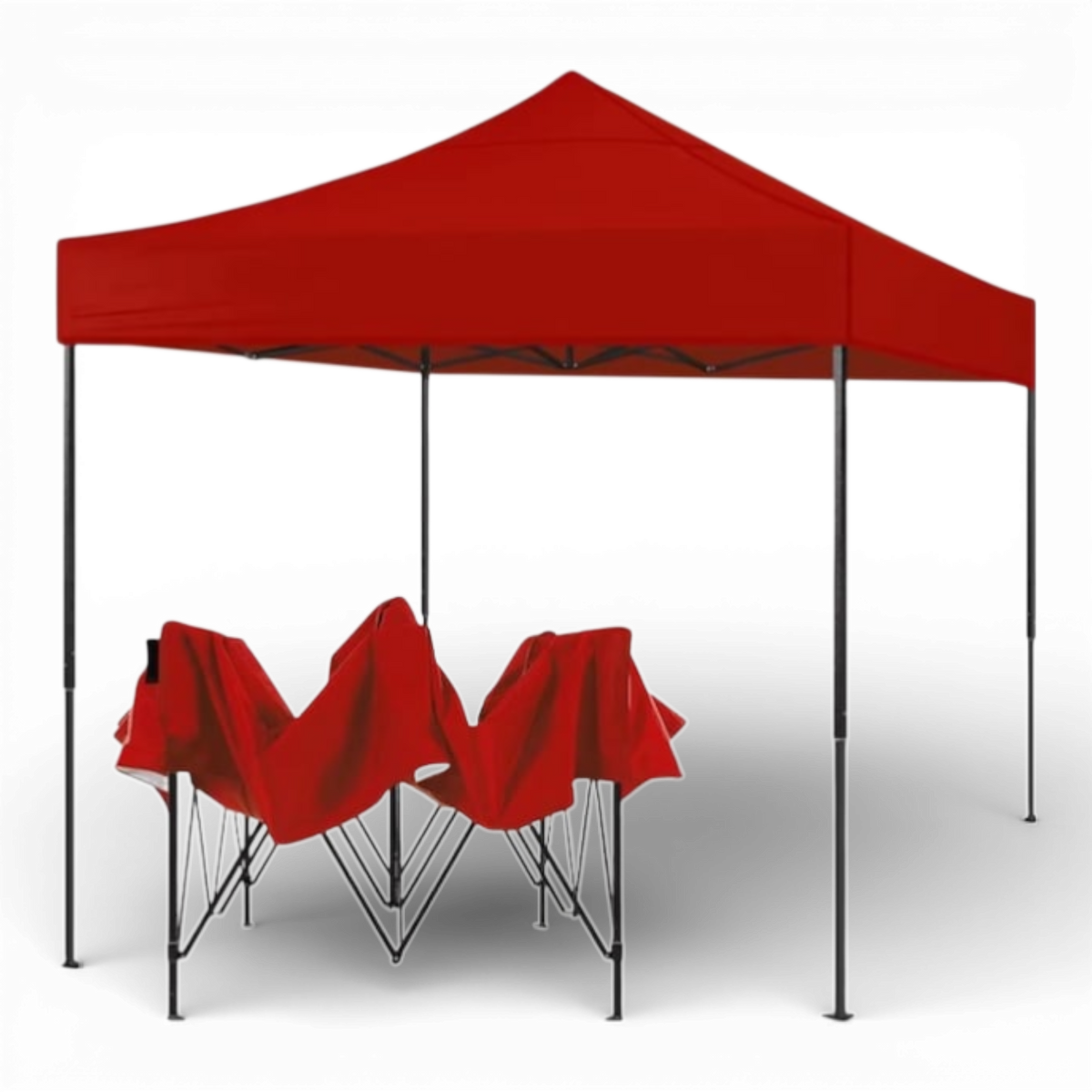 Cort Pavilion 3x3m Rosu Pliabil Cadru Metal pentru Curte, Gradina, Evenimente