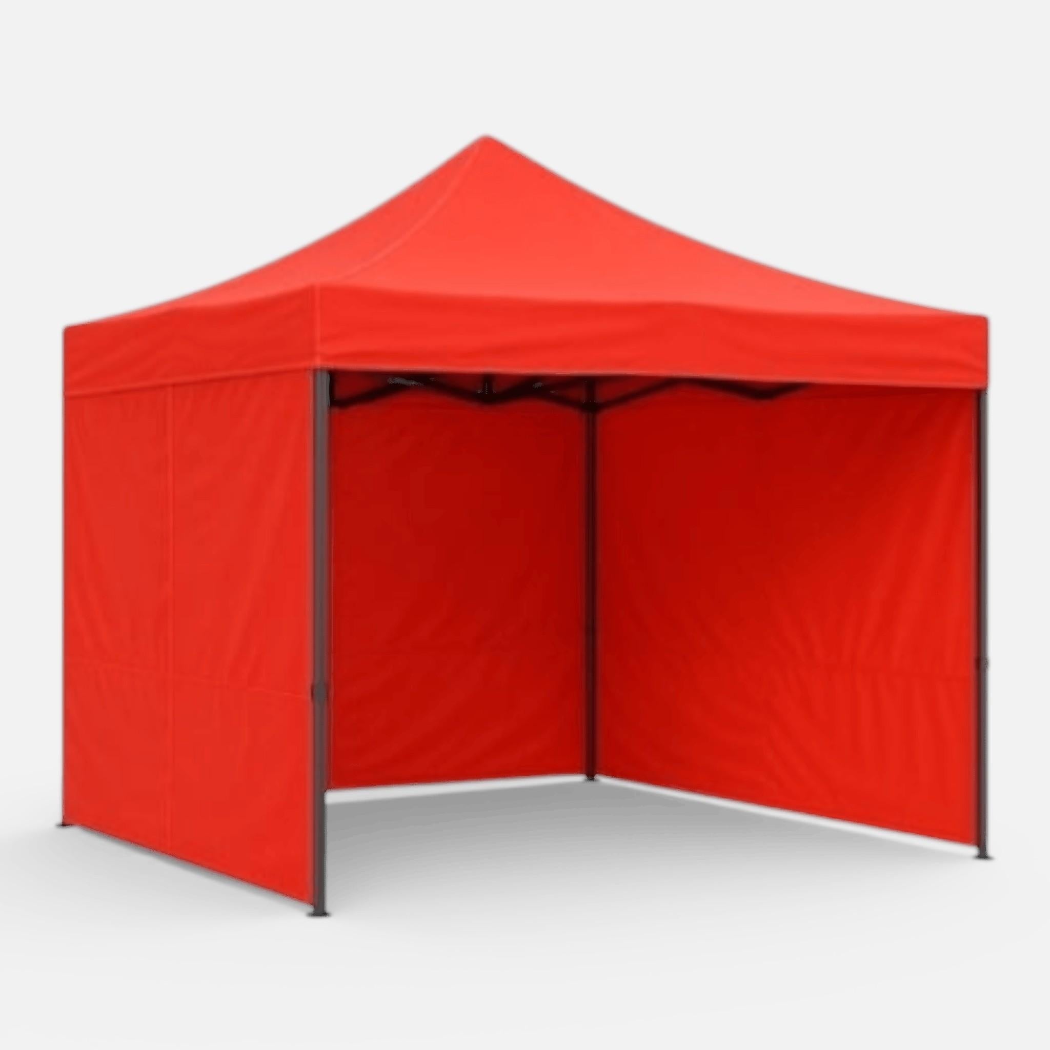 Cort Pavilion 3x3m Complet cu 3 Pereti Laterali si Acoperis, Cadru Pliabil pentru Curte, Gradina sau Evenimente, Rosu