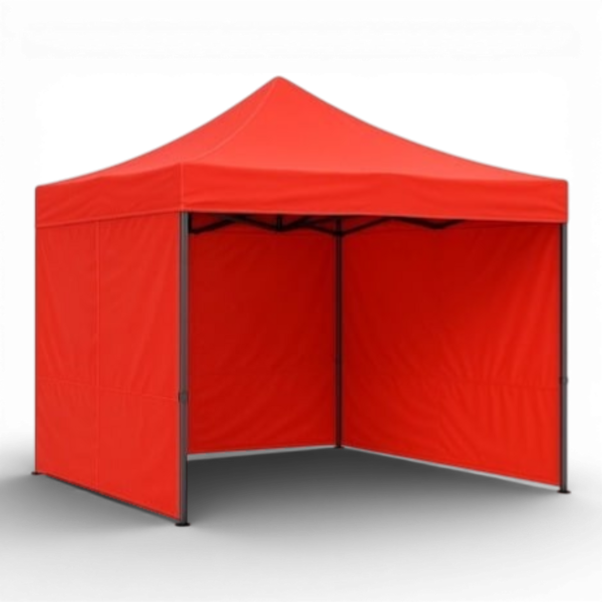 Cort Pavilion 3x3m Complet cu 3 Pereti Laterali si Acoperis, Cadru Pliabil pentru Curte, Gradina sau Evenimente, Rosu