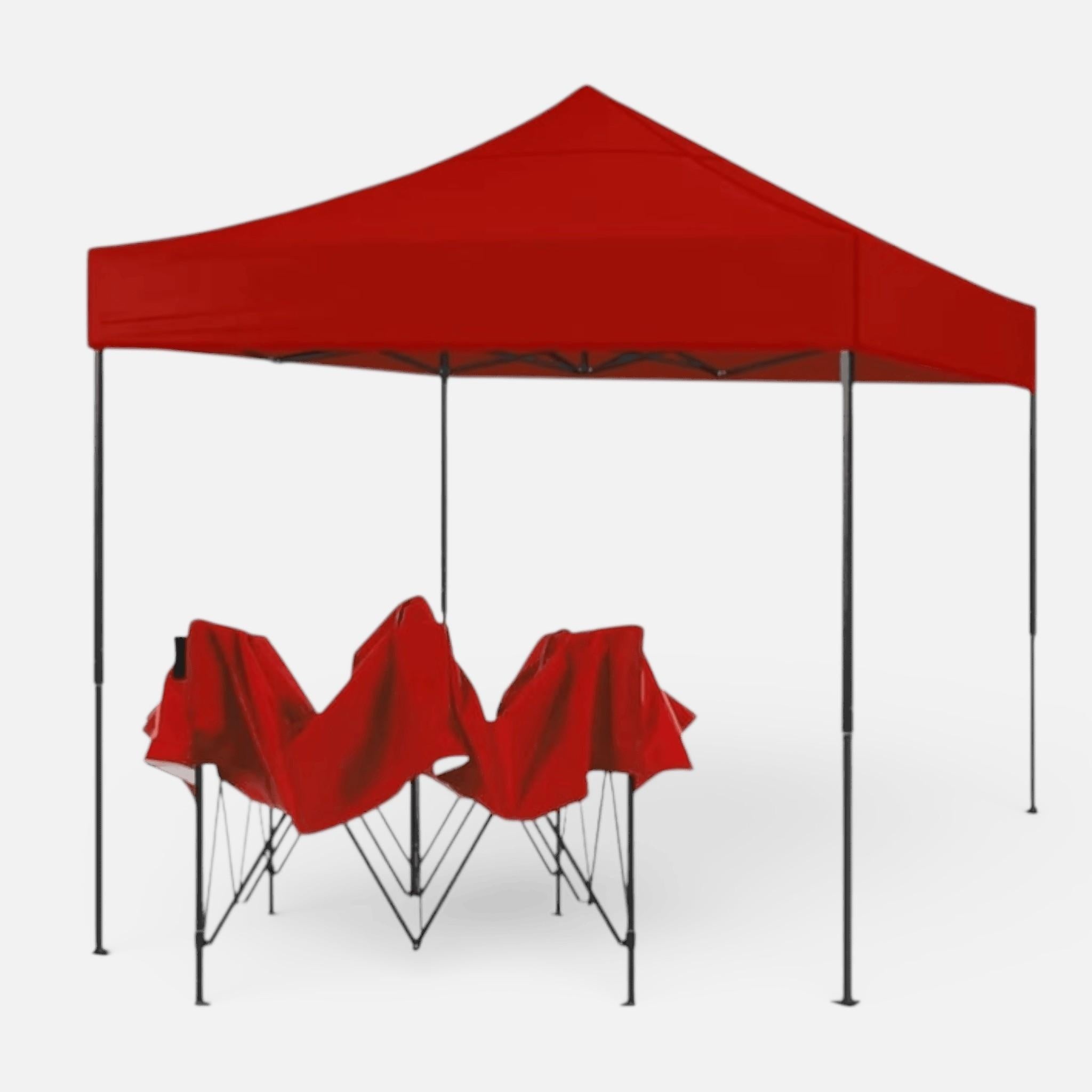 Cort Pavilion 3x3m Rosu Pliabil Cadru Metal pentru Curte, Gradina, Evenimente