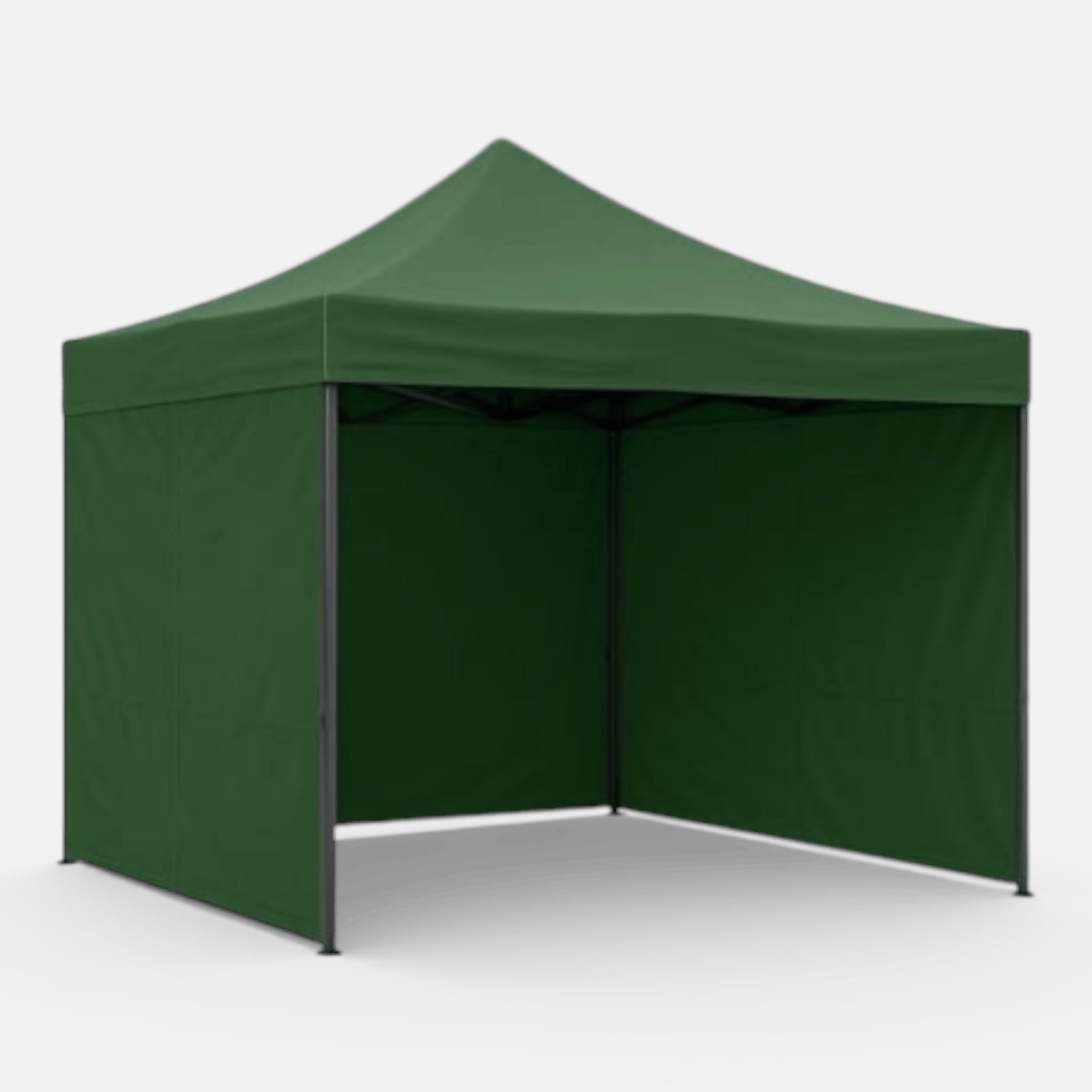 Cort Pavilion 3x3m Complet cu 3 Pereti Laterali si Acoperis, Cadru Pliabil pentru Curte, Gradina sau Evenimente, Verde