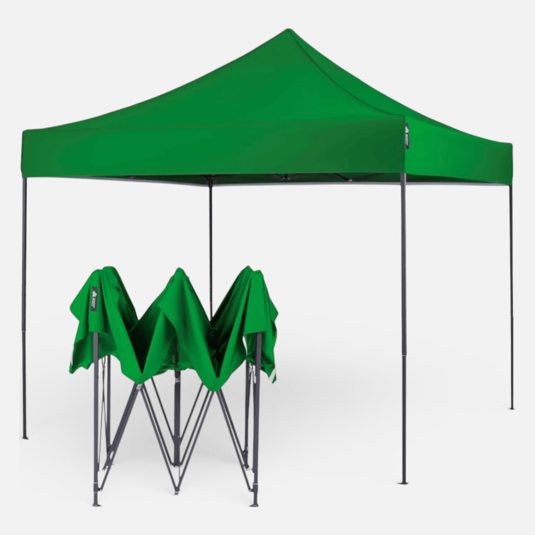 Cort Pavilion 3x3m Verde Pliabil Cadru Metal pentru Curte, Gradina, Evenimente