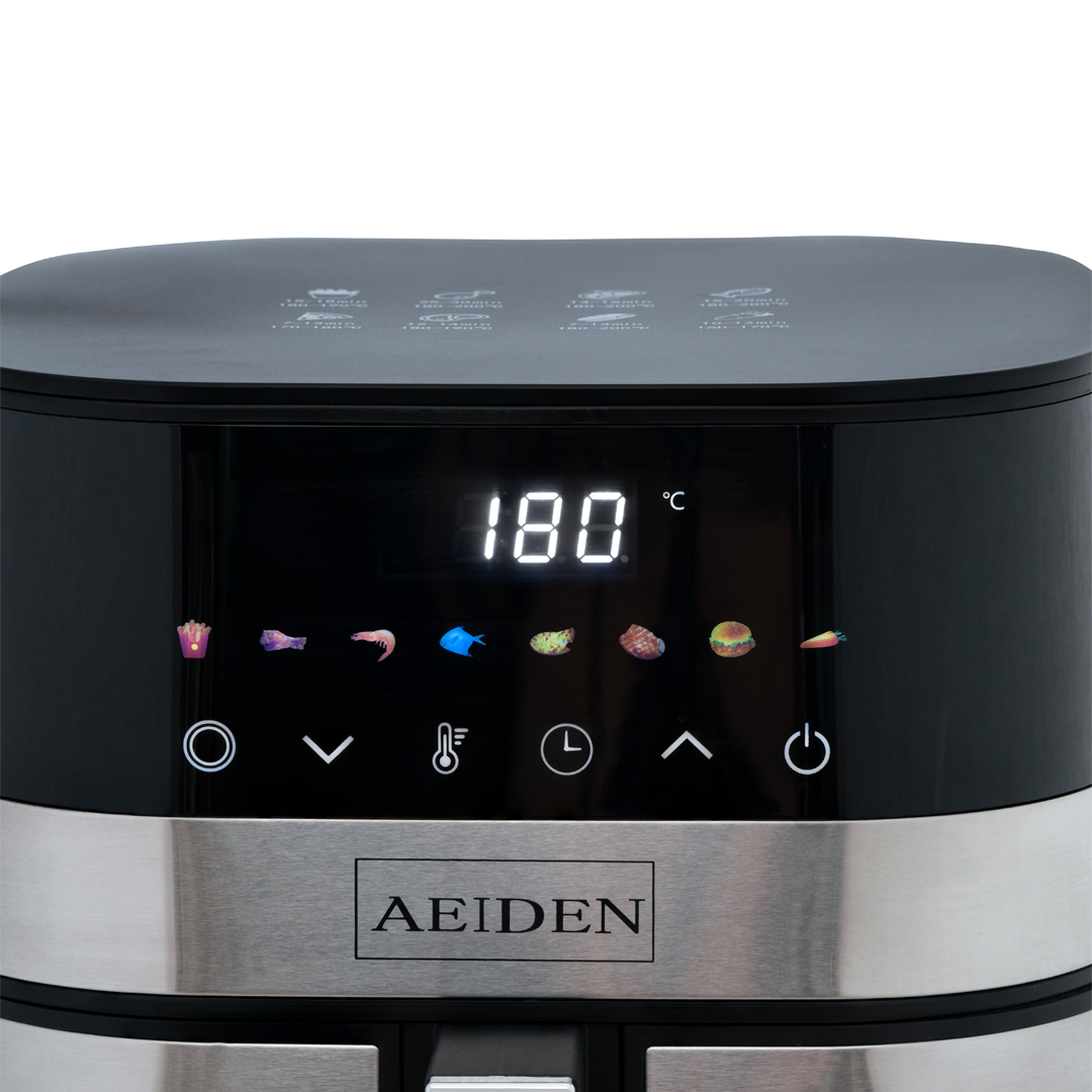 Friteuză cu aer cald AEIDEN® 7L, 2500W, AE-2512, Fereastră Transparentă, Gătire 360° – Air Fryer Digital cu Funcții Multiple