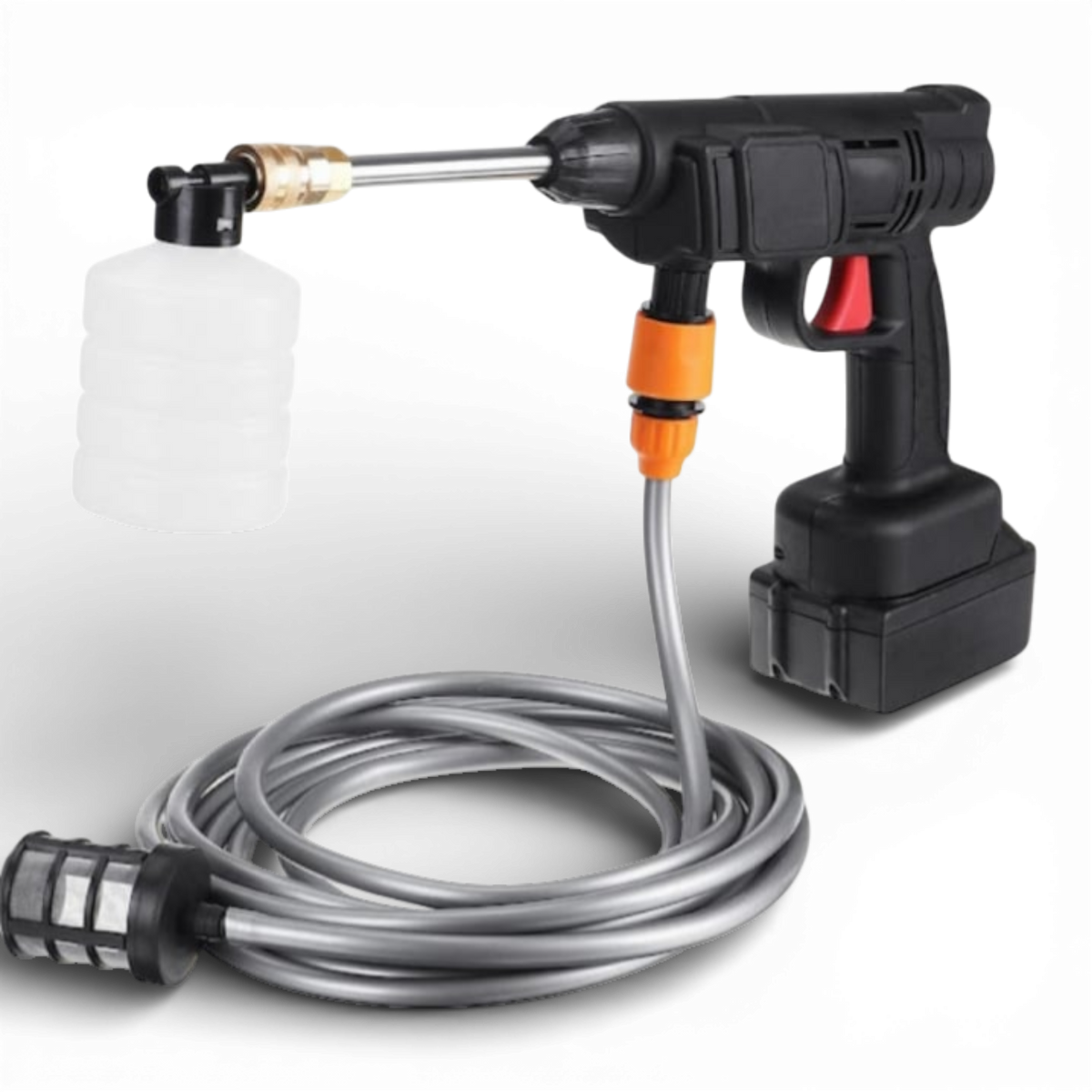 Aparat de spalat cu presiune fara fir ( portabil ), 500W, 2 Baterii 48V, 8L/min, 30 bar, negru, accesorii si valiza inclusa, Negru