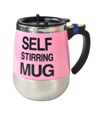 Cana Termică Self Stirring Mug, 400 ml, cu Amestecare Automată, Inox, Cu Capac și Mâner Ergonomic