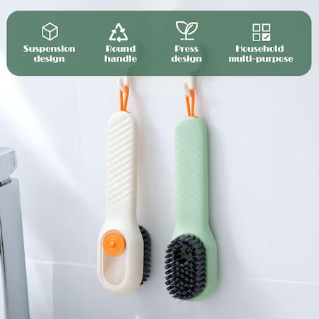 Set 10 perie pentru curatare incaltaminte cu recipient pentru detergent, universal, utilizare zilnica, Verde/Alb