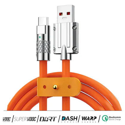 Cablu Cauciuc 1m încărcător rapid, USB to MICRO USB - CA8795 100W portocaliu