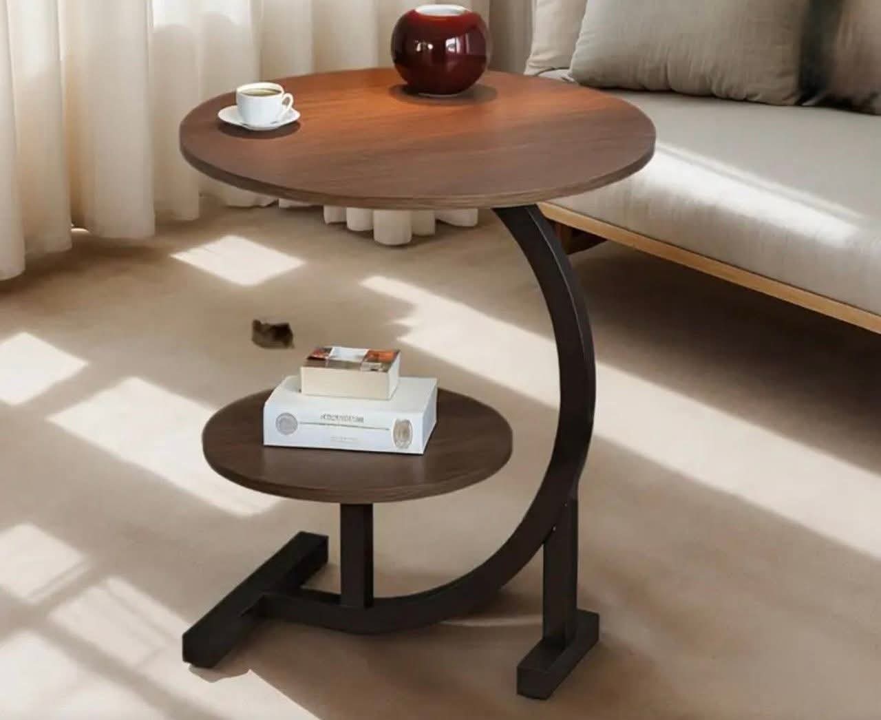 Masuta de cafea pentru living, design nordic si minimalist, 65x45 cm, Maro