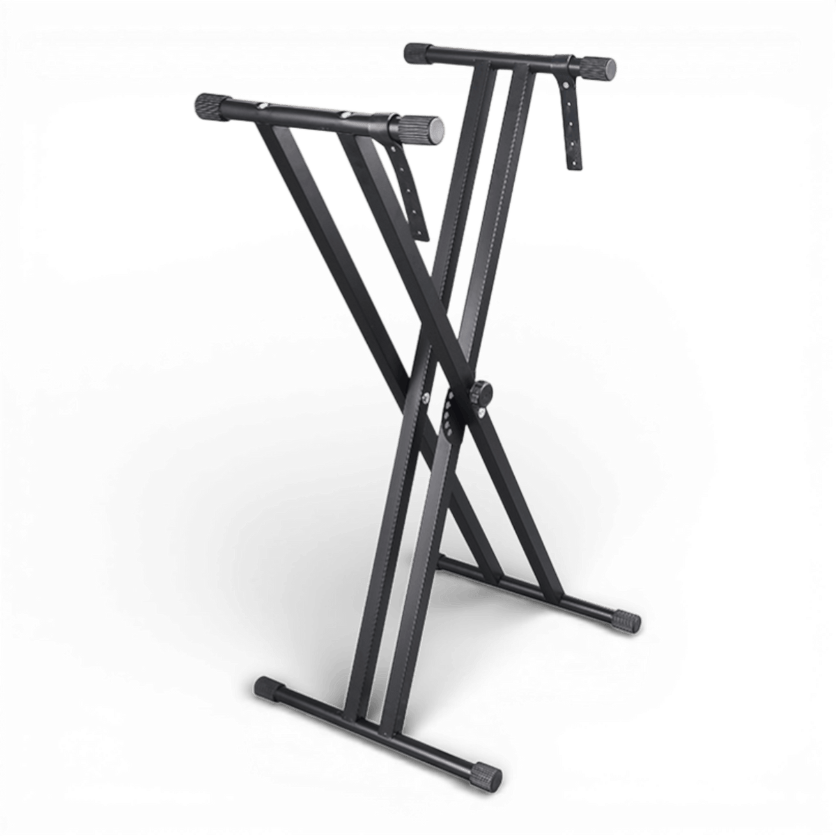 Suport Orga Dublu X Reglabil, 5 Trepte, 65–100cm, Antialunecare, Negru, Sarcină Maximă 60kg