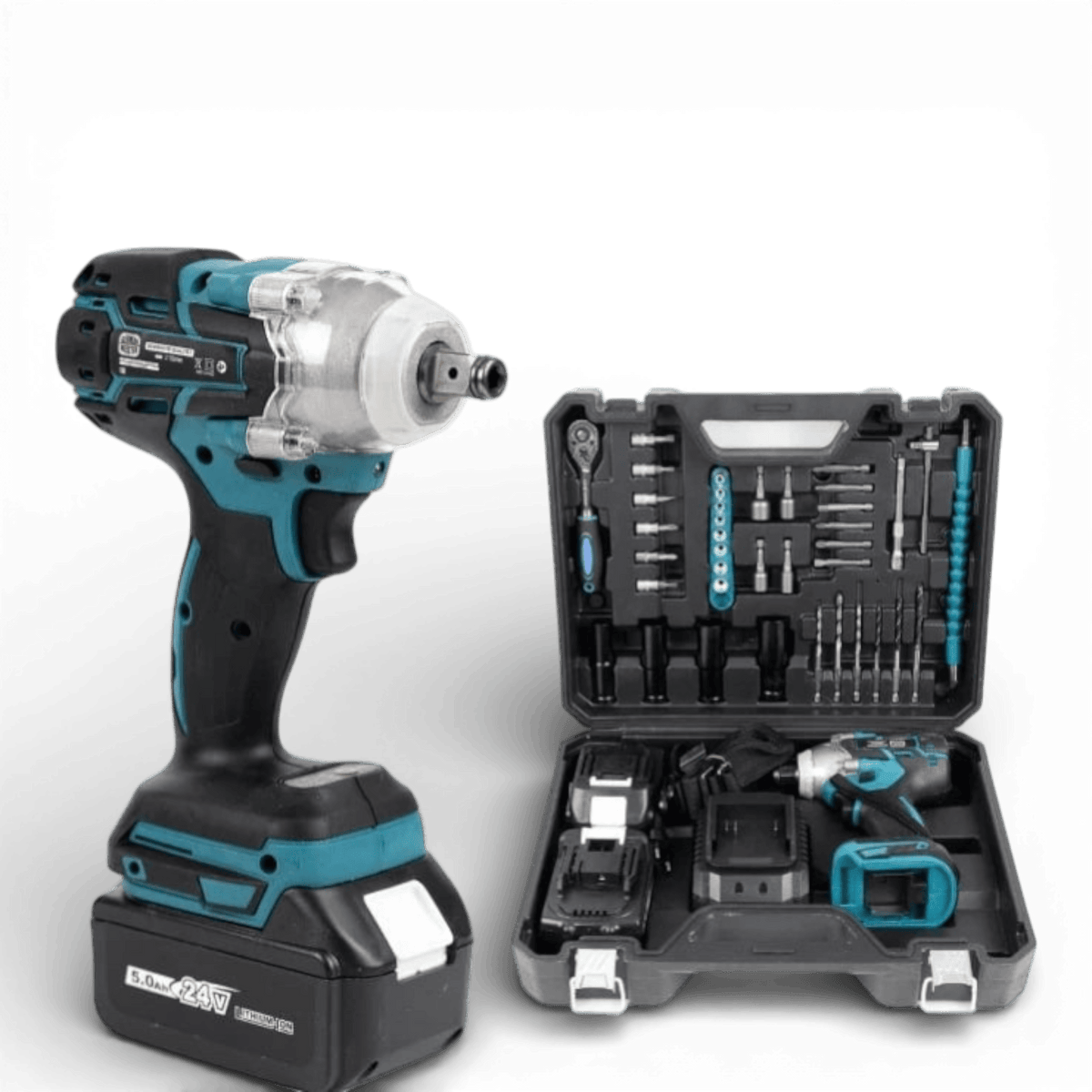 Trusa masina de impact si insurubat AEIDEN ®, 2 acumulatori 48V, 40 accesorii