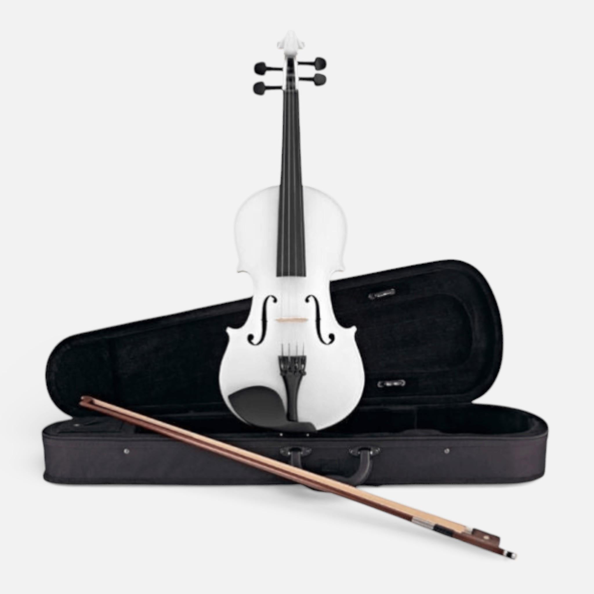 Vioara Clasica 4/4 Alb Perlat Pentru Incepatori si Adulti, Arcus, Sacaz, Contrabarbie, Geanta Transport