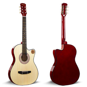 Chitara Acustica Crem/Natur 4/4 38" ( 95 x 35 cm ), pentru Incepatori si Adulti, Recomandata peste 8-10 Ani, 6 Corzi Metalice, 20 De Taste - SHAM - Eleganta autentica, Inspiratie modena.