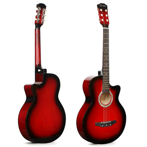 Chitara Acustica Rosu 4/4 38" ( 95 x 35 cm ), pentru Incepatori si Adulti, Recomandata peste 8-10 Ani, 6 Corzi Metalice, 20 De Taste - SHAM - Eleganta autentica, Inspiratie modena.