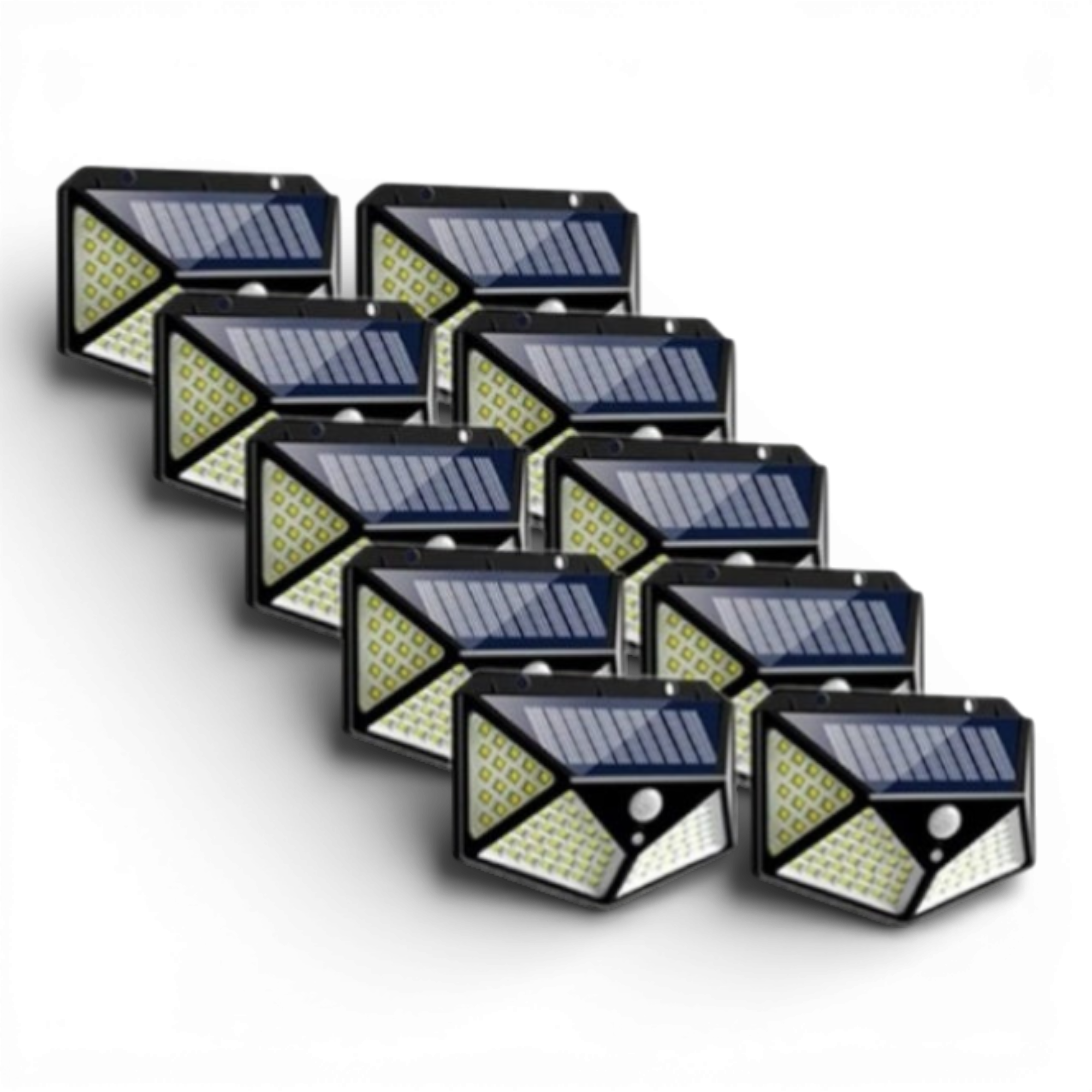Set 10x Lampa 100 LED cu panou solar, senzor de miscare