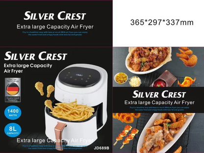 Friteuza cu aer cald Fry Digital, AEIDEN®, 2400W, 6 programe, capacitate 8L, temperatura ajustabila, timer 60 minute,