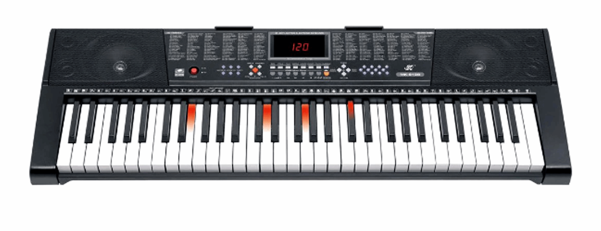 Orga MK2108, 61 Clape luminate LED, Functii Invatare 3 Lectii, 5 Octave, 255 Timbre, 255 Ritmuri, 50 Melodii Demonstrative, Ecran LCD
