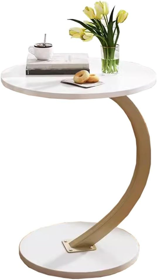 Masuta de cafea pentru living, design nordic si minimalist, 40x60×40 cm, Alb/Auriu