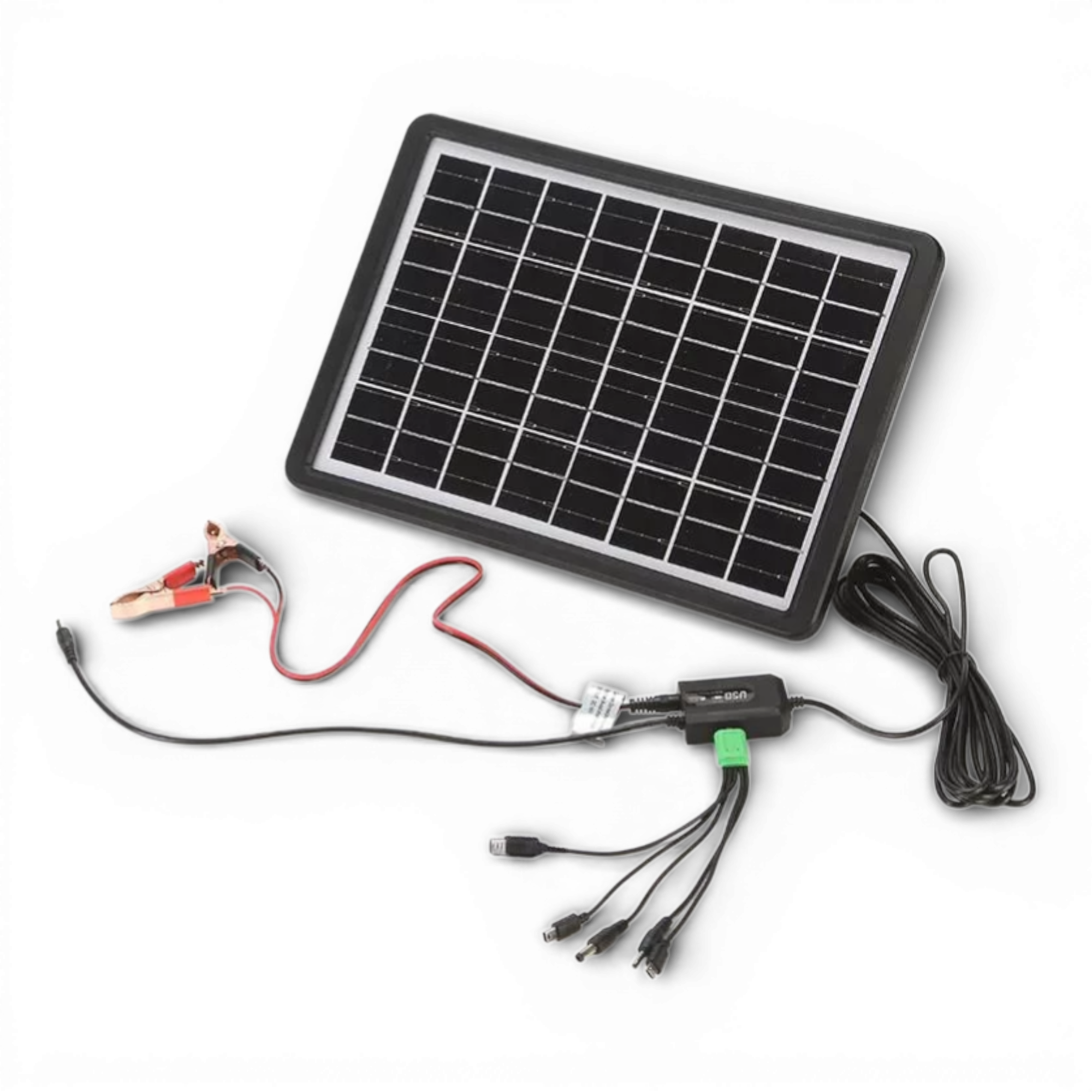 Set 4x Panou Solar Portabil cu Regulator 15W – USB Multi, 16V/9V/6V, IP65, Încărcare Dispozitive și Baterii Auto/Moto, Negru
