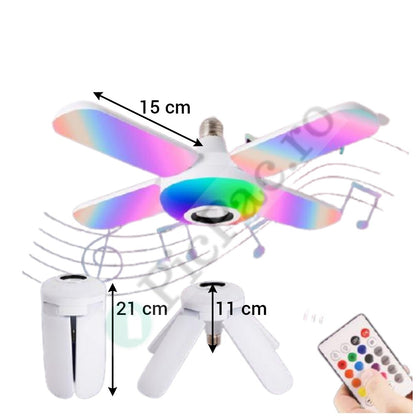 Lichidare de stoc! Bec cu patru brate, lumina multicolora, functie muzicala prin bluetooth si cu telecomanda inclusa - SHAM - Eleganta autentica, Inspiratie modena.