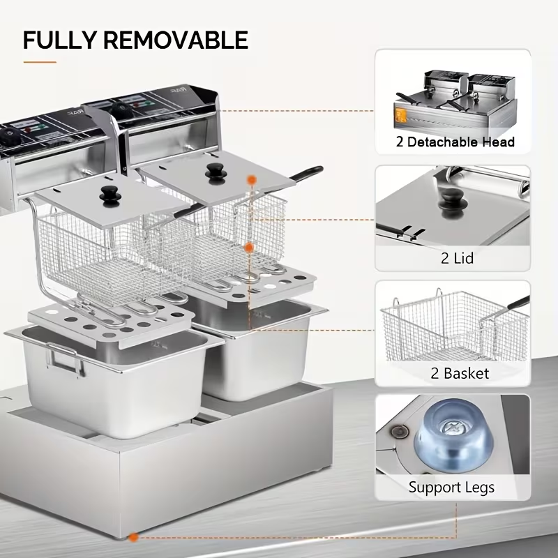 Friteuza Electrica Capacitate - 12 litri din Inox - Putere 5000W - Uz Profesional sau Personal