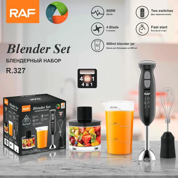 Blender de mana profesional, RAF, 4 in 1, Cana 500ml, Tel, Tocator